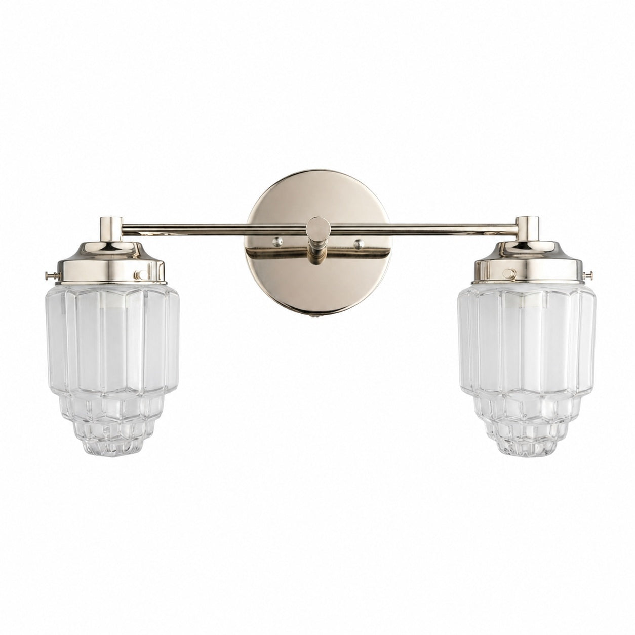 Tierlux Glass Vanity Light - Art Deco Bathroom Fixture with Skyscraper Shades