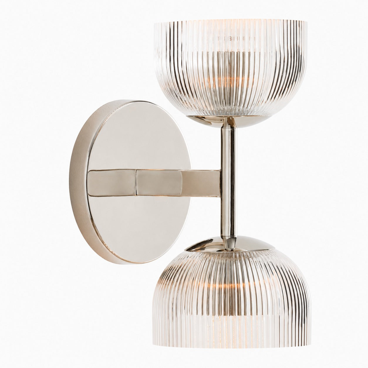 Bravira Ribbed Glass Sconce - Metal Wall Light with Clear Glass Shade