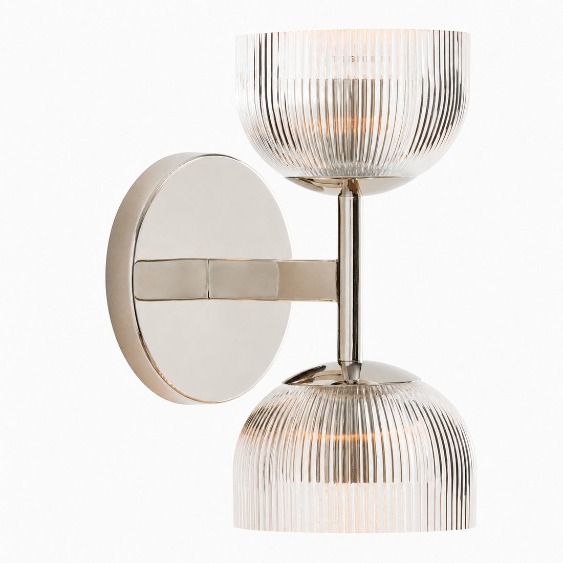 Bravira Ribbed Glass Sconce - Metal Wall Light with Clear Glass Shade