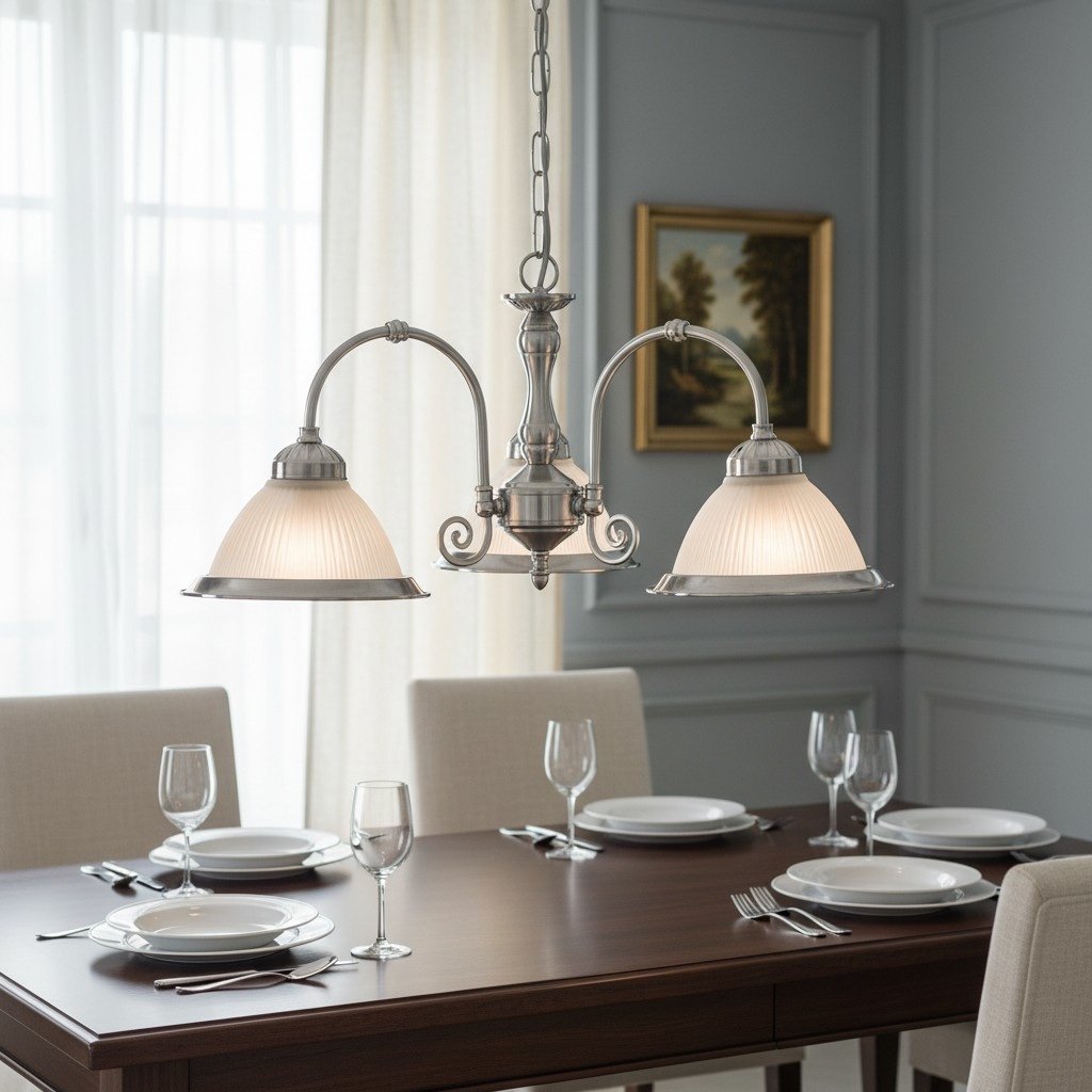 TF Vintora Ribbed Glass Pendant Light – Elegant Metal Trim for Kitchens, Dining Areas and Hallways