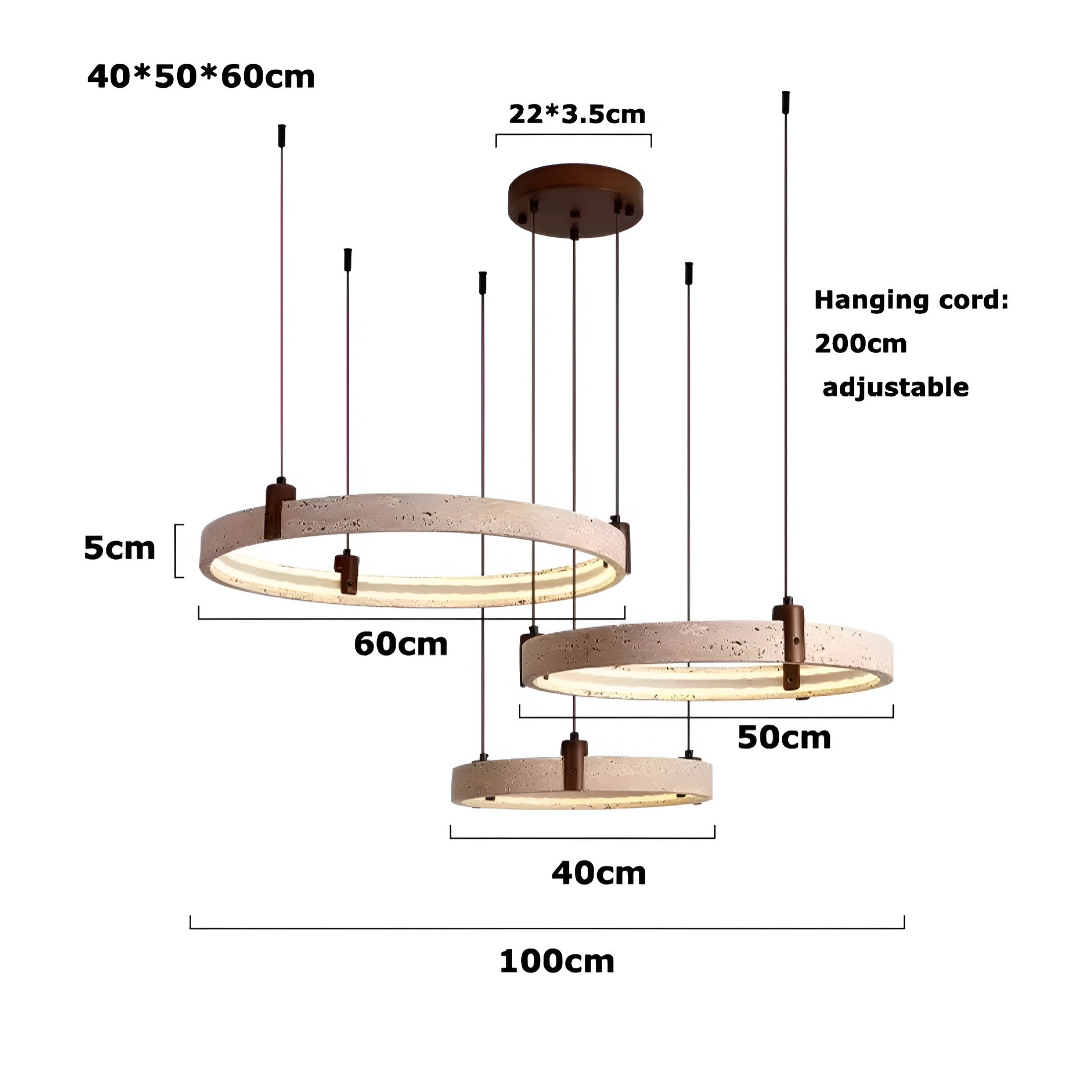 Simple Circular Travertine Pendant Lamp