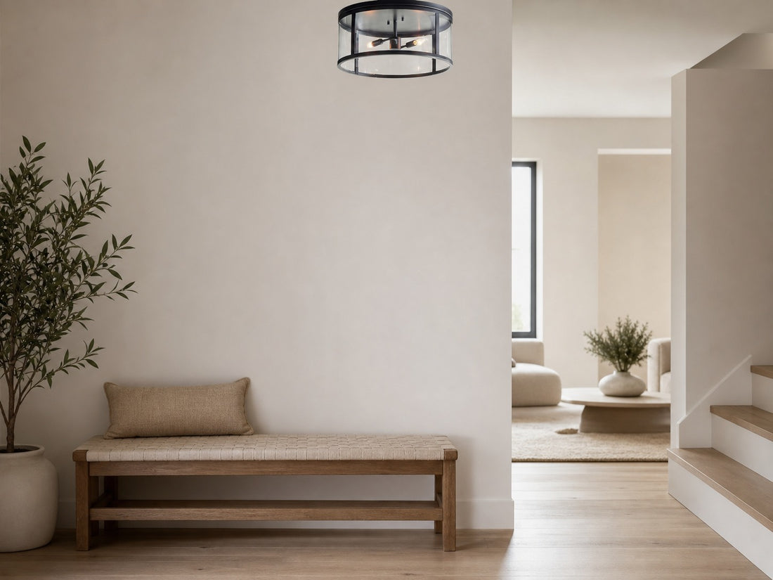 Ferrix Minimalistisch Iron Flush Mount Ceiling Light - Modern Outdoor Glass Ceiling Lamp