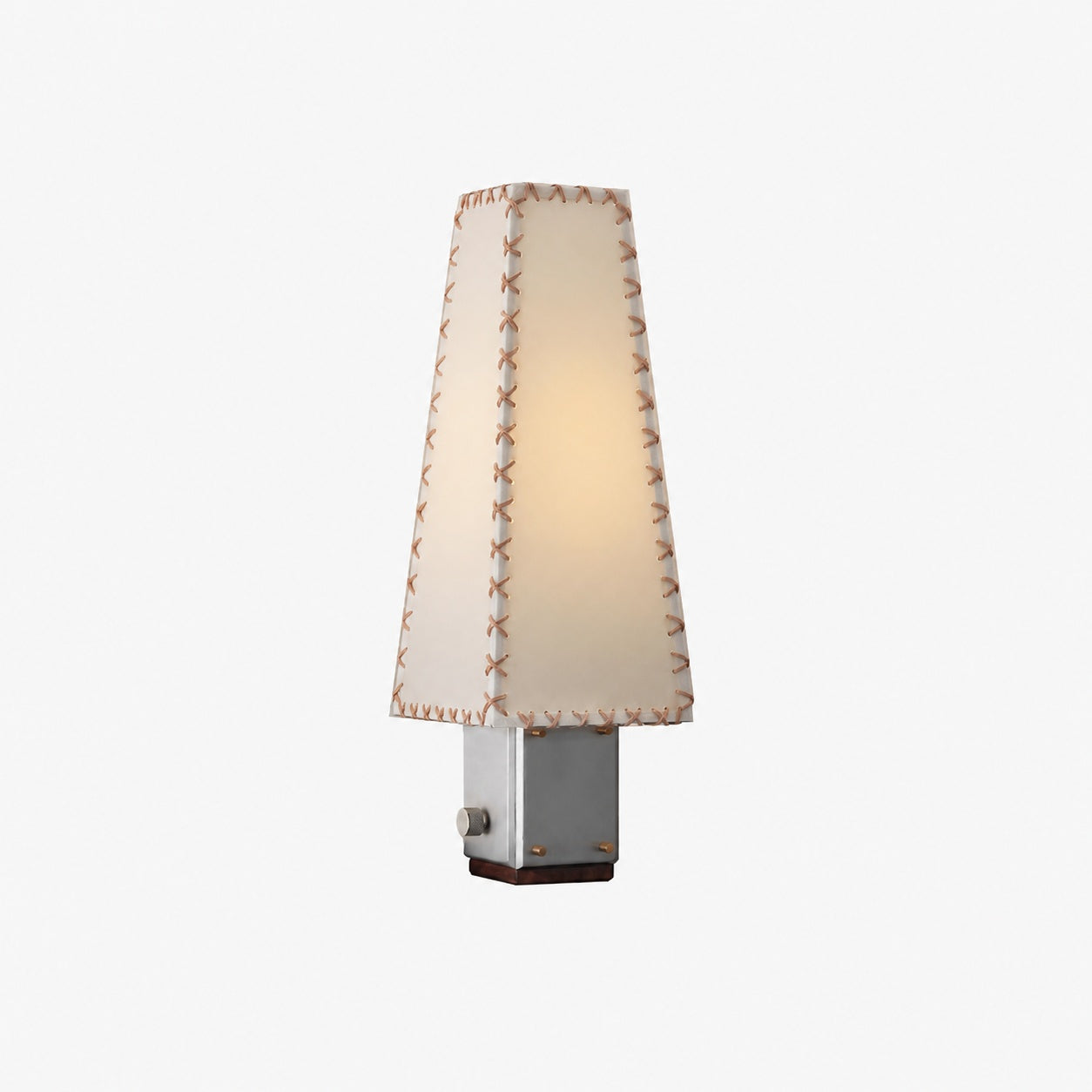 Modern Geometric Metal Table Lamp – Parchment Shade for Bedroom Nightstand Lighting