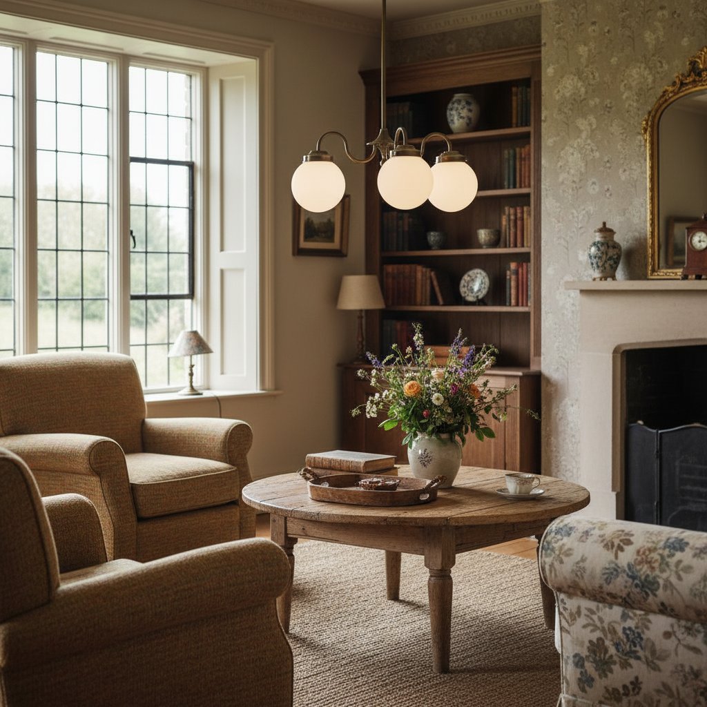 Glorica Glass Vintage Globe Chandelier - Brass 3-Light Frosted Glass Hanging Fixture