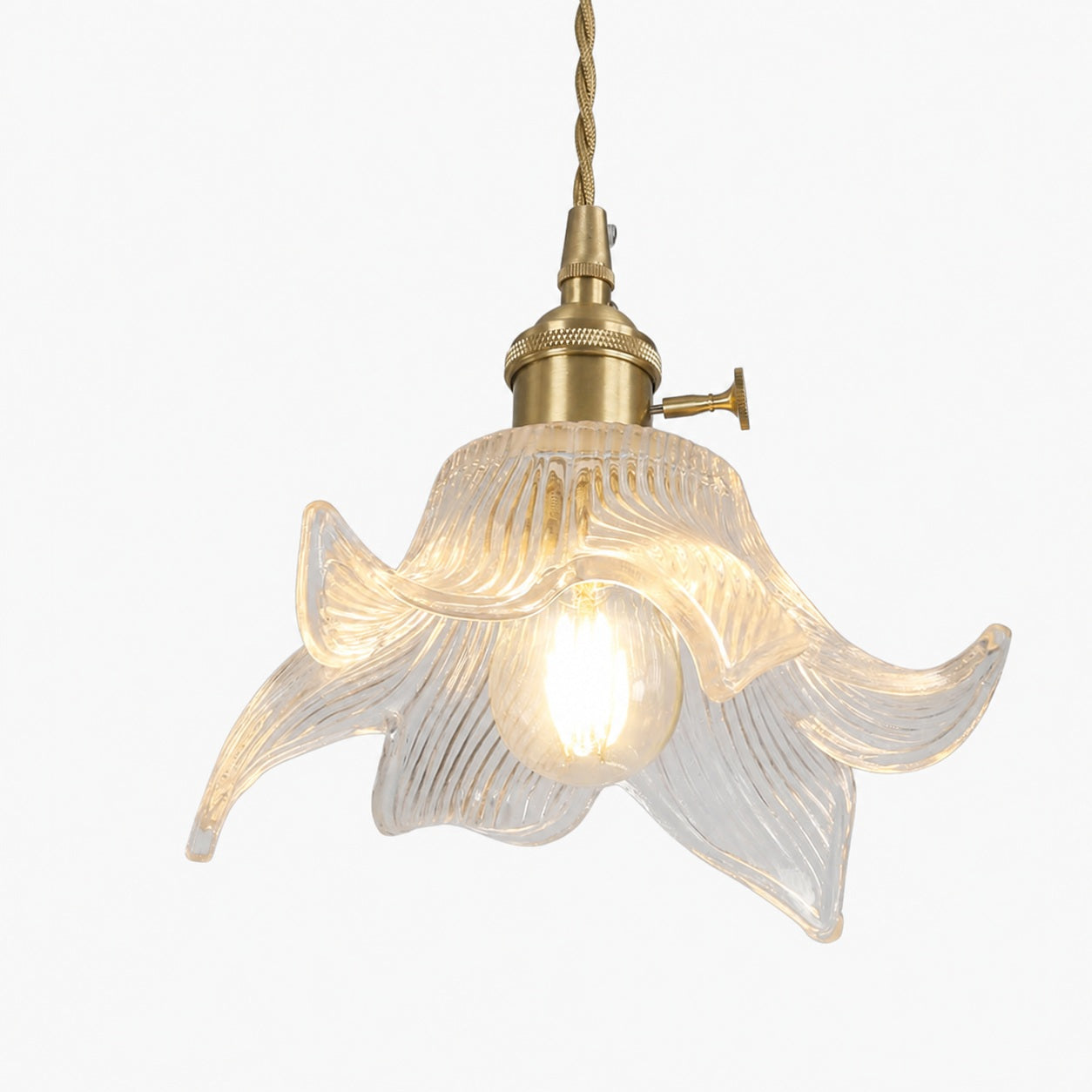 Traditional Japanese Brass Walnut Glass Ceramic Cylinder Conic Flower Bowl 1-Light Pendant Light For Dining Room