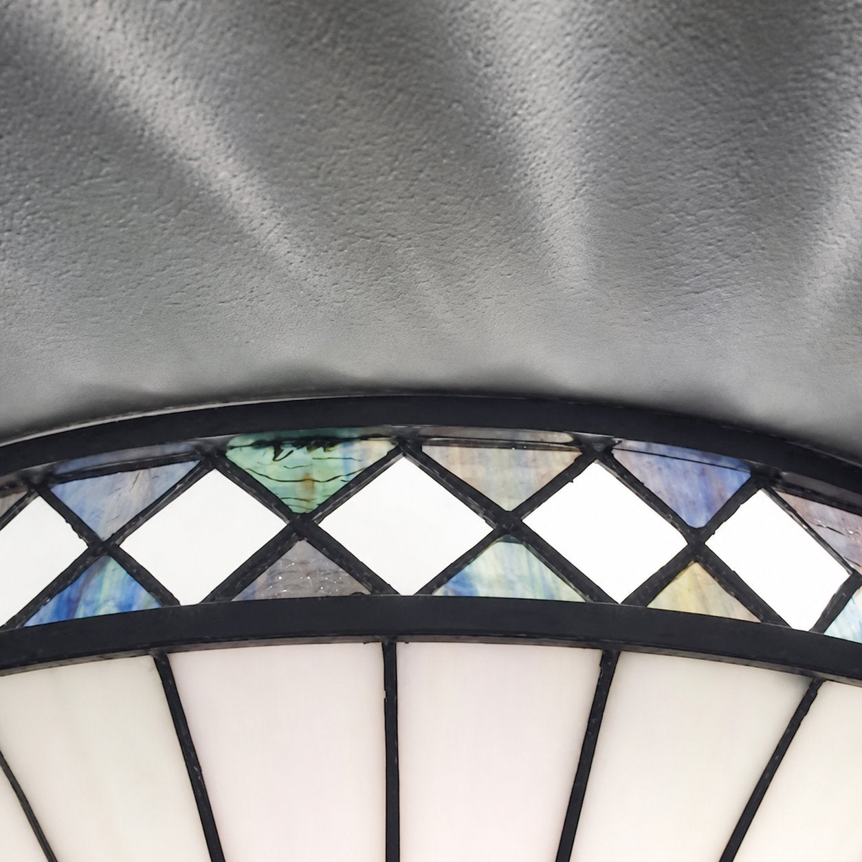 TF Fargo Geometric Flush Mount Light — Handcrafted Art Deco Stained Glass Lamp for Entryway