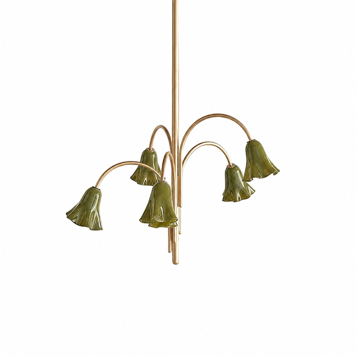 Bellina Modern Romantic Chandelier - Botanical Lily Design with Glass Flowers
