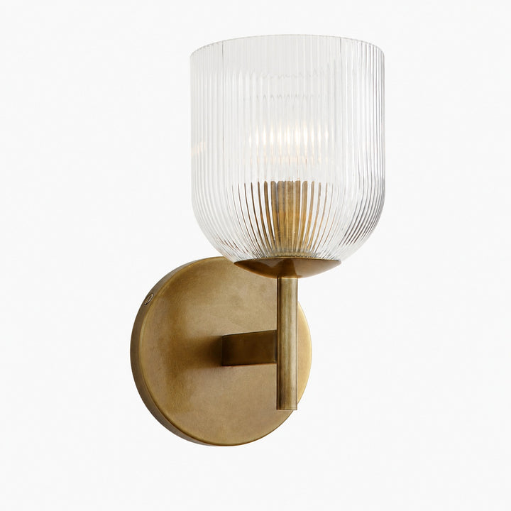 Bravira Ribbed Glass Sconce - Metal Wall Light with Clear Glass Shade