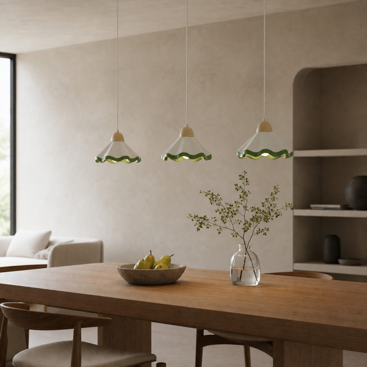 Moliro Scalloped Pendant Light - Modern Wavy Lighting for Dining Room