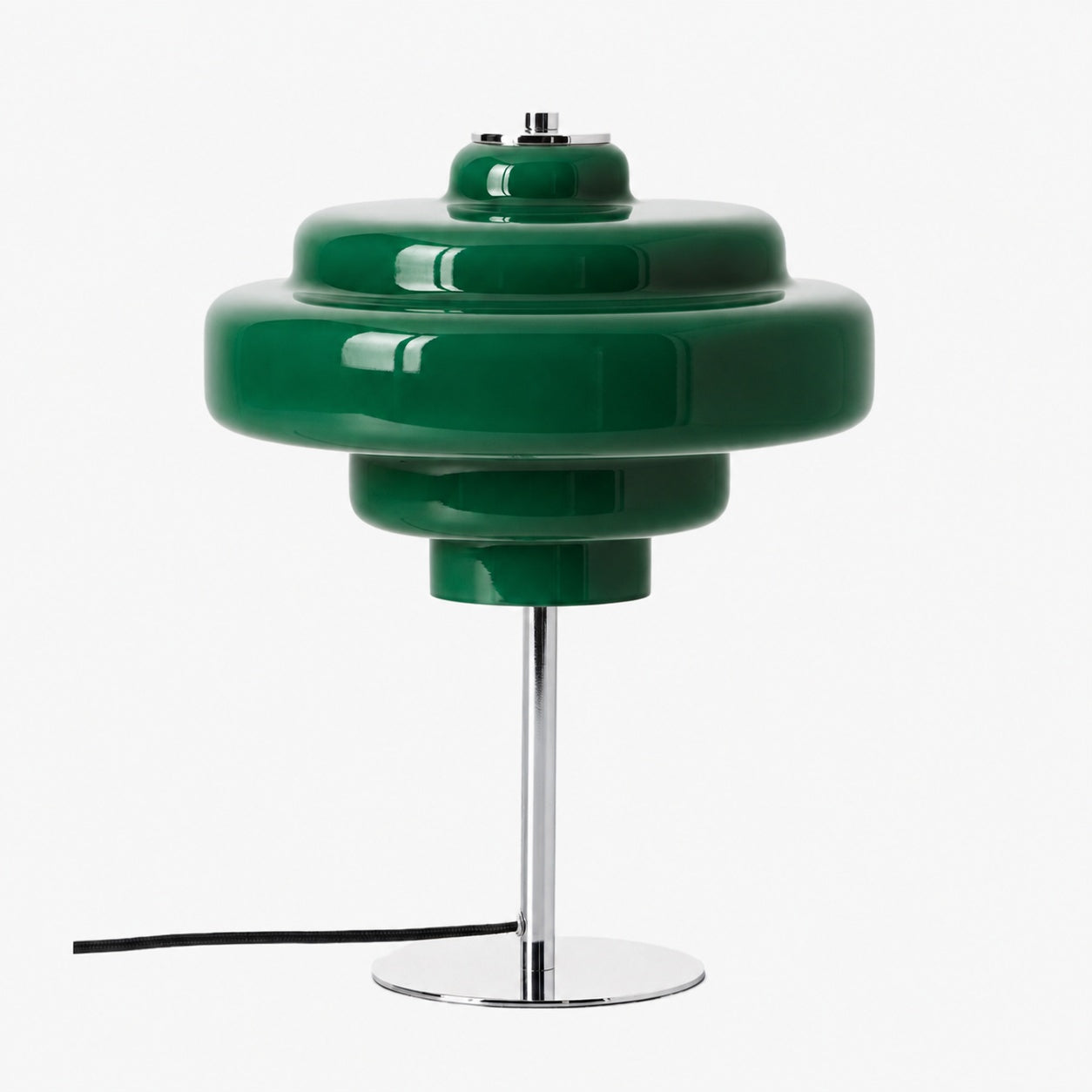 Koloro Glass Table Lamp - Retro Tiered Design with Chrome Base