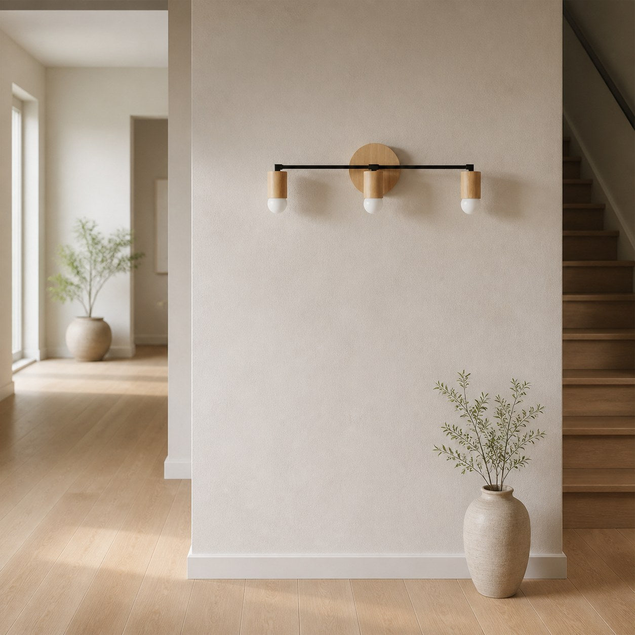 Mobilux Line Wood and Vanity Light - Bohemian Bathroom Lighting Fixture