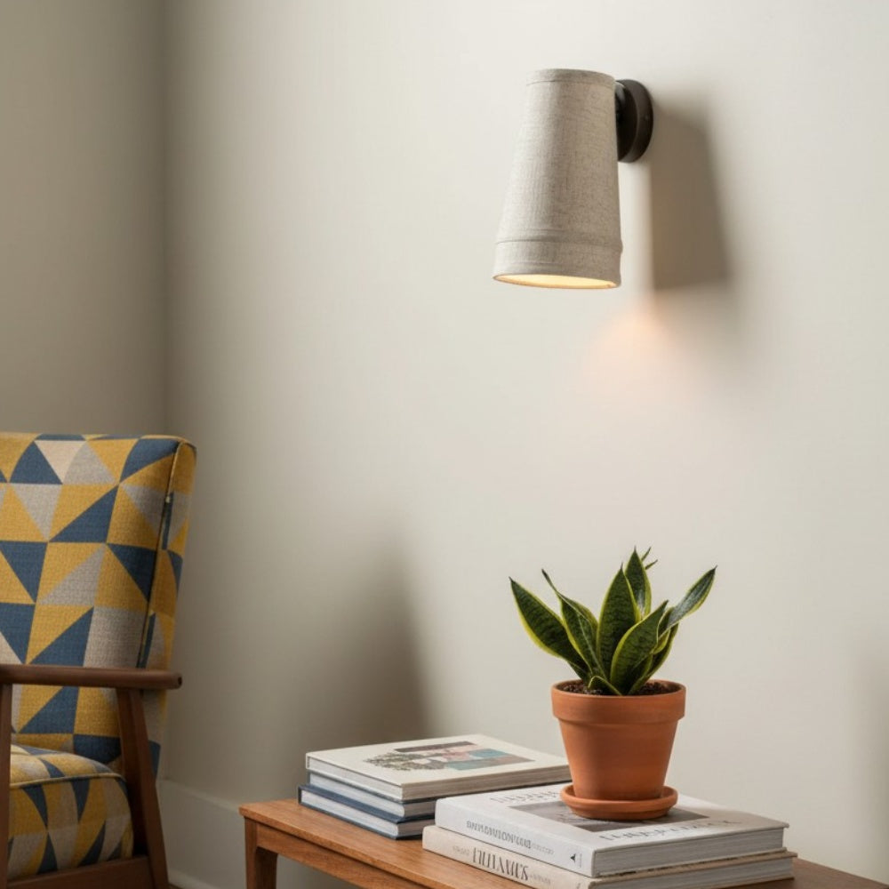 Zalen Textured Linen Wall Light – Soft Retro Wall Sconce for Reading Nook