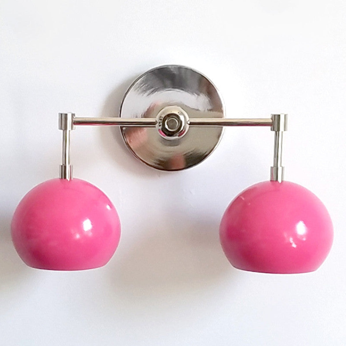 Doll Pink Wall Sconce - Double Head Globe-shaped Bath Wall Light