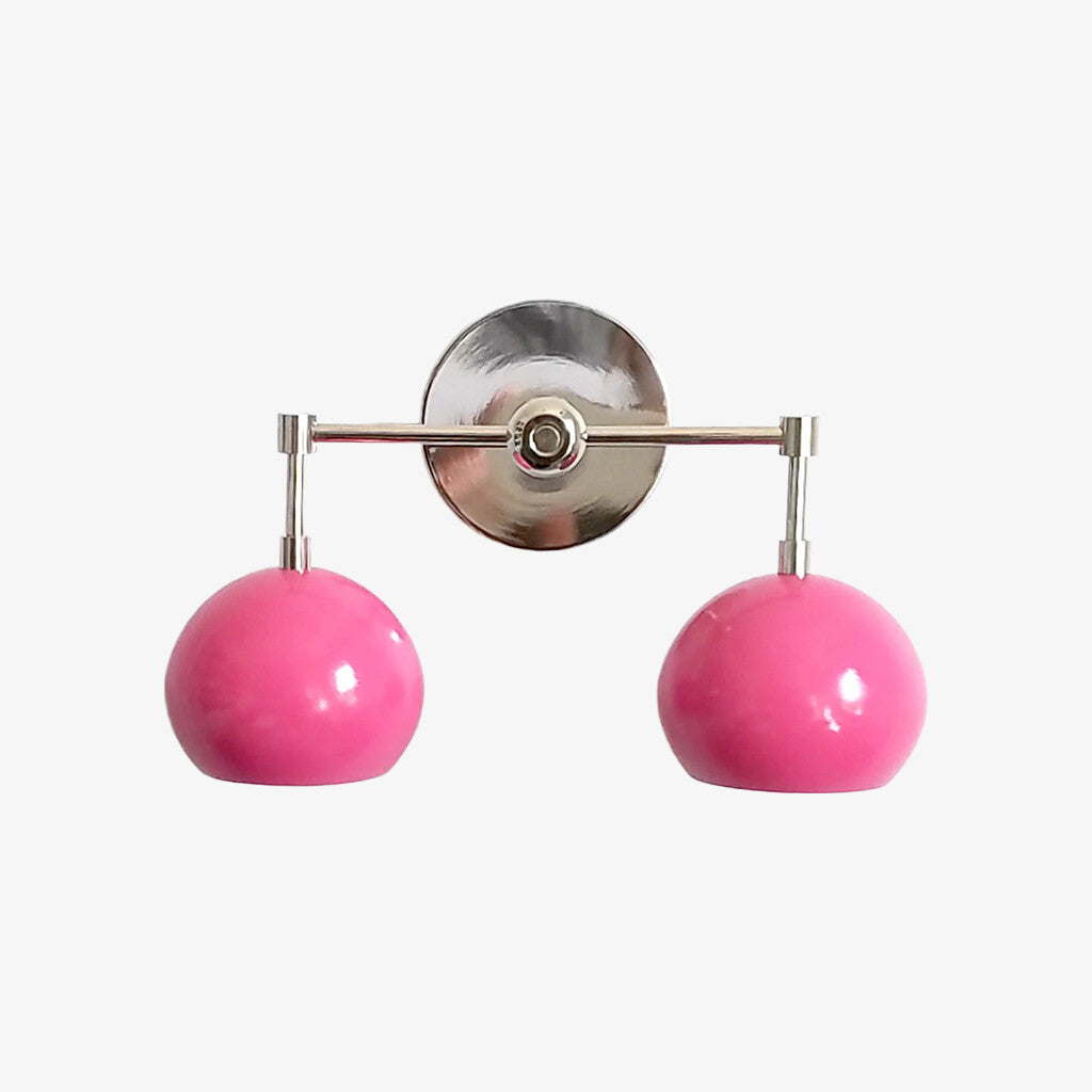 Doll Pink Wall Sconce - Double Head Globe-shaped Bath Wall Light