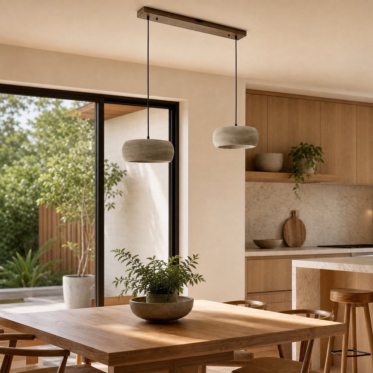 Travertine Drum Pendant Lamp