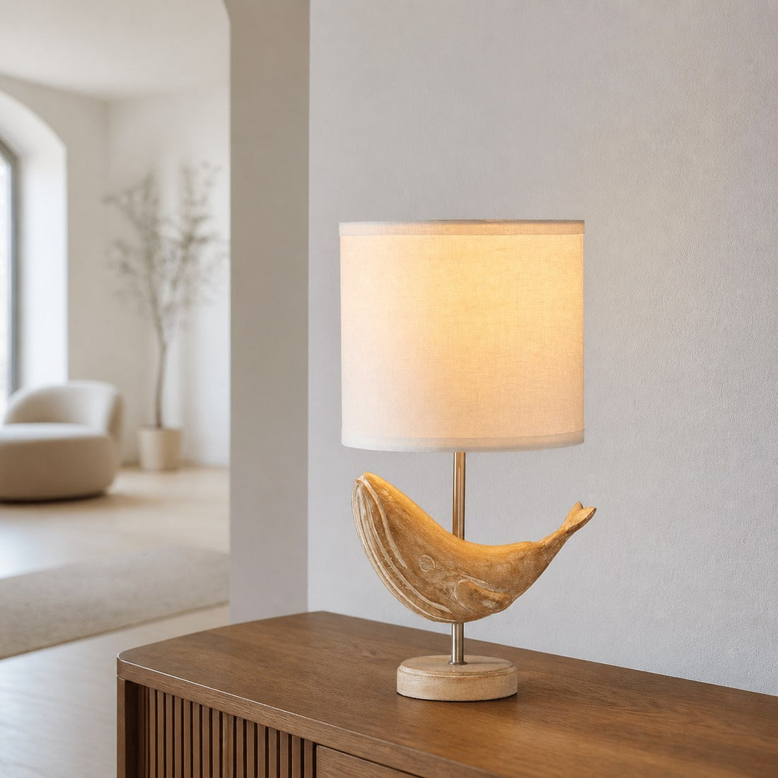 Carved Wood Animal Table Lamp