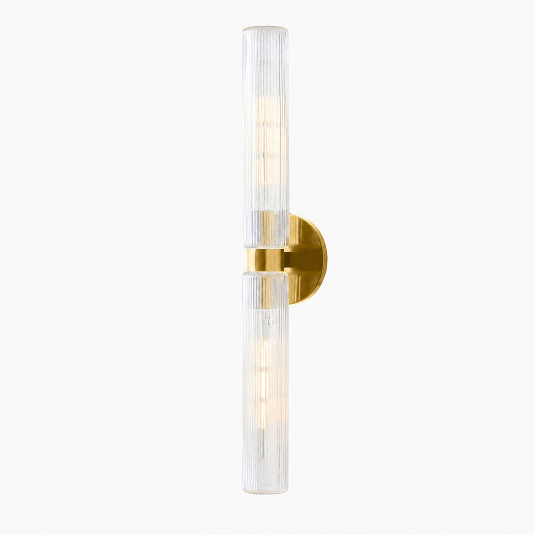 Rivora Modern Fluted Glass Wall Light - Double Short Indoor Outdoor Sconce