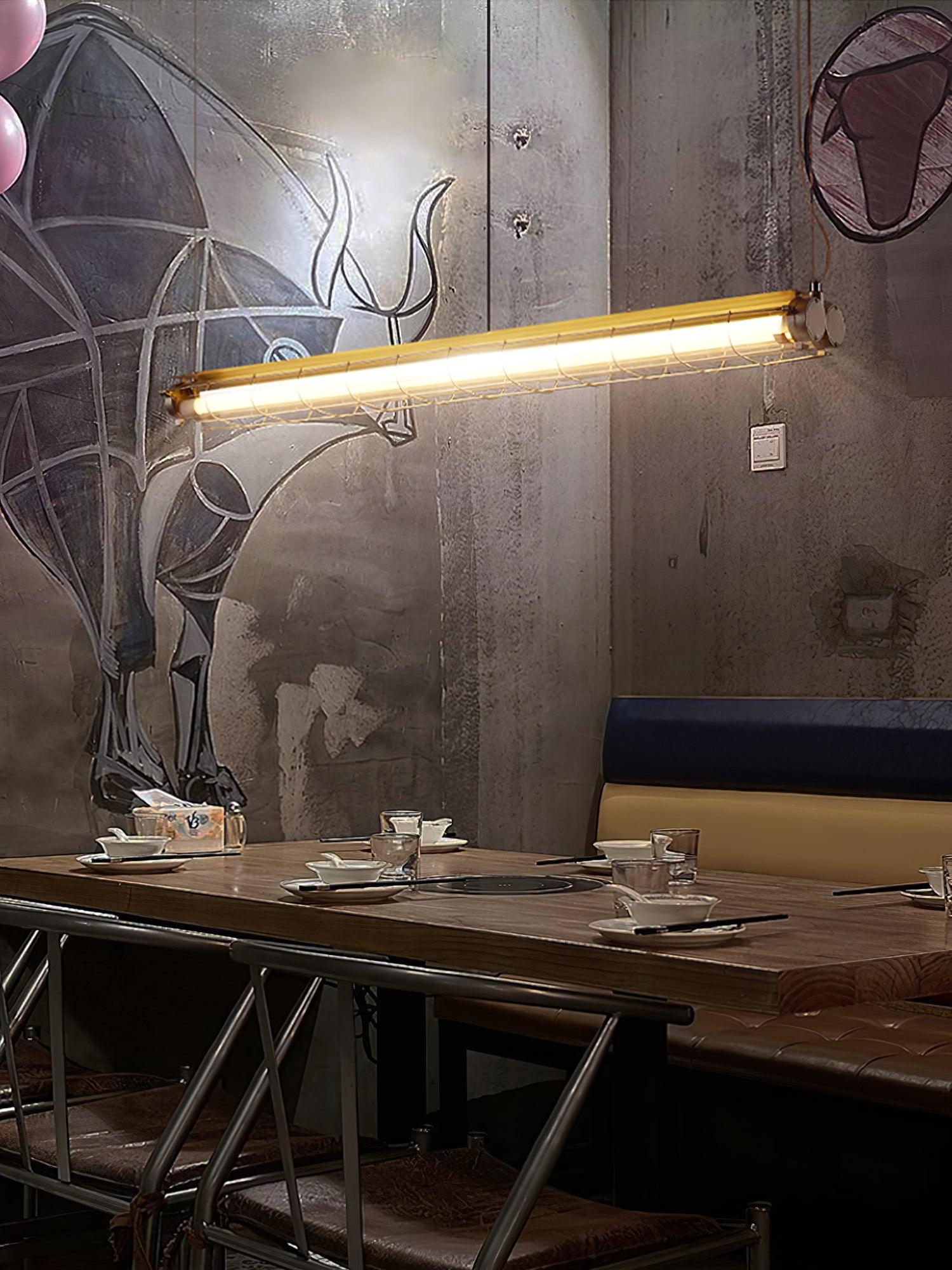 Glass Linearity Chandelier Artisan Clear Cast Iron Metal Sleek Sparkling