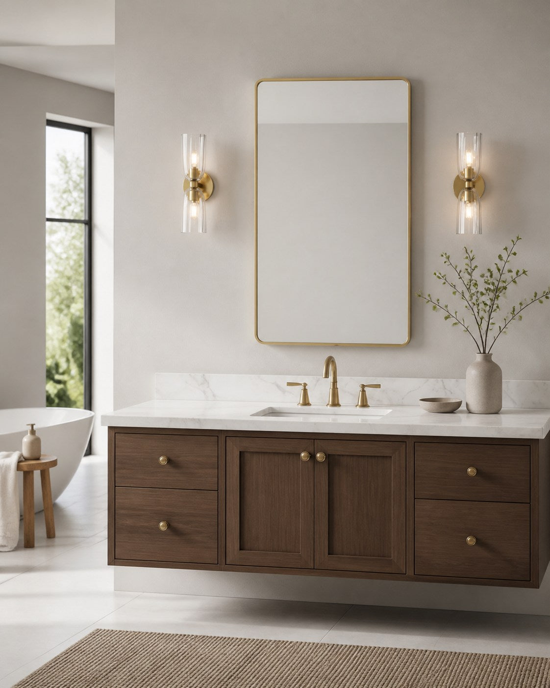 Vega Glass Minimalist Globe Wall Sconce Soft Diffused Glow Available in One or Two Lights