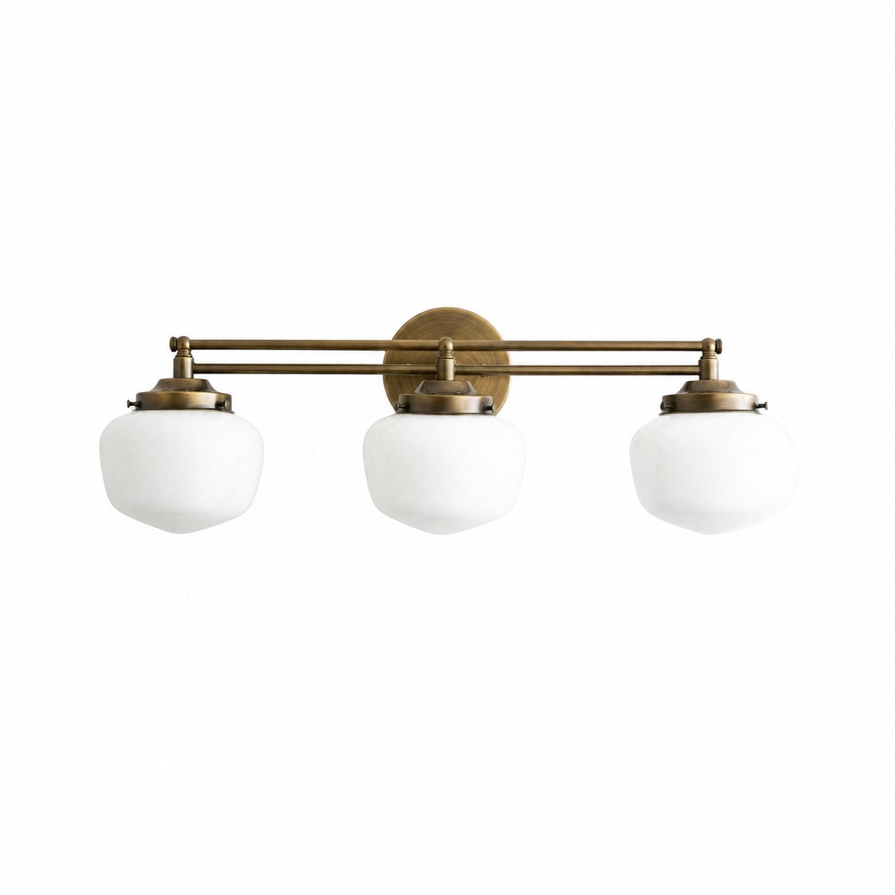 Opalume Glass Art Deco Vanity Light - Bathroom Wall Sconce with White Glass Shades