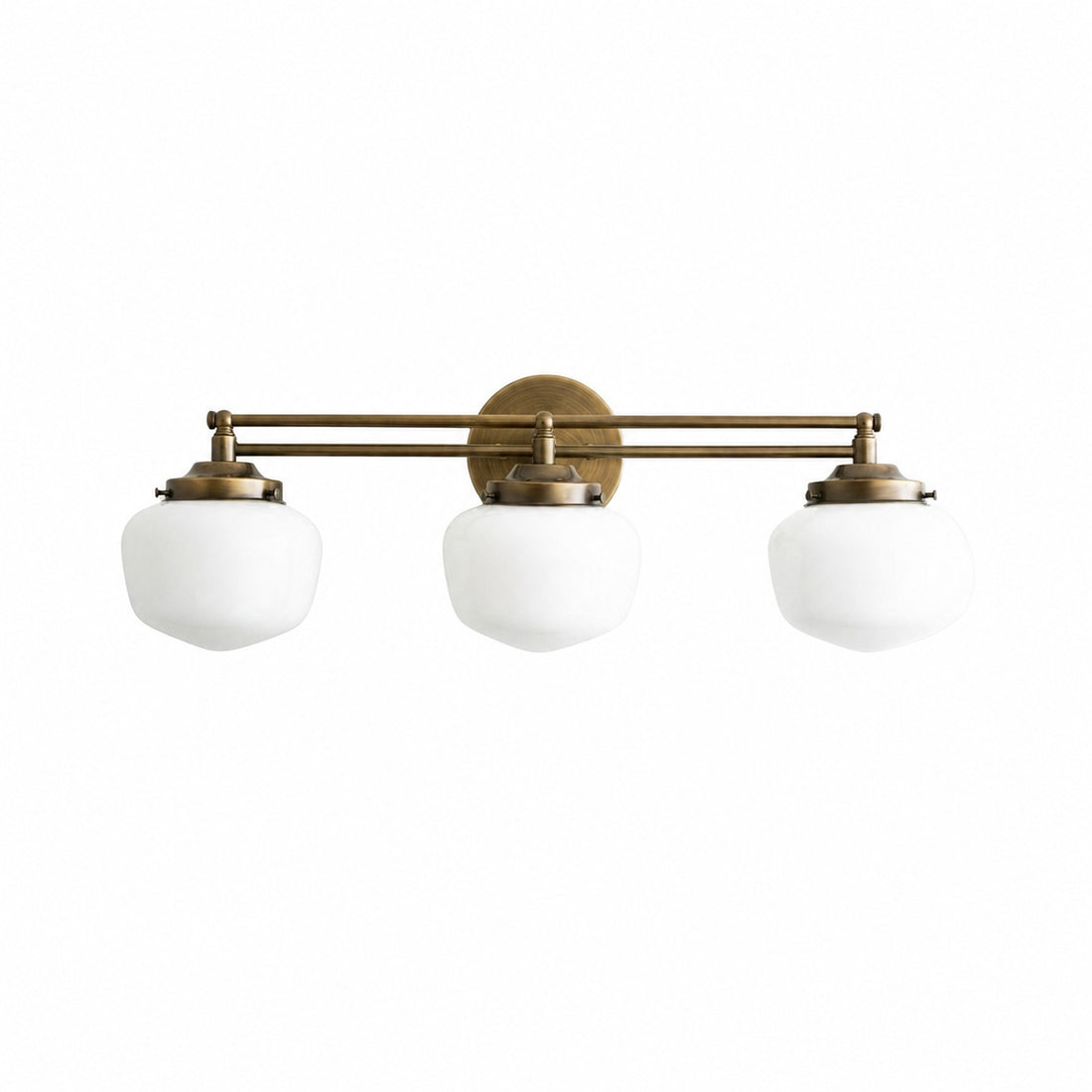 Opalume Glass Art Deco Vanity Light - Bathroom Wall Sconce with White Glass Shades