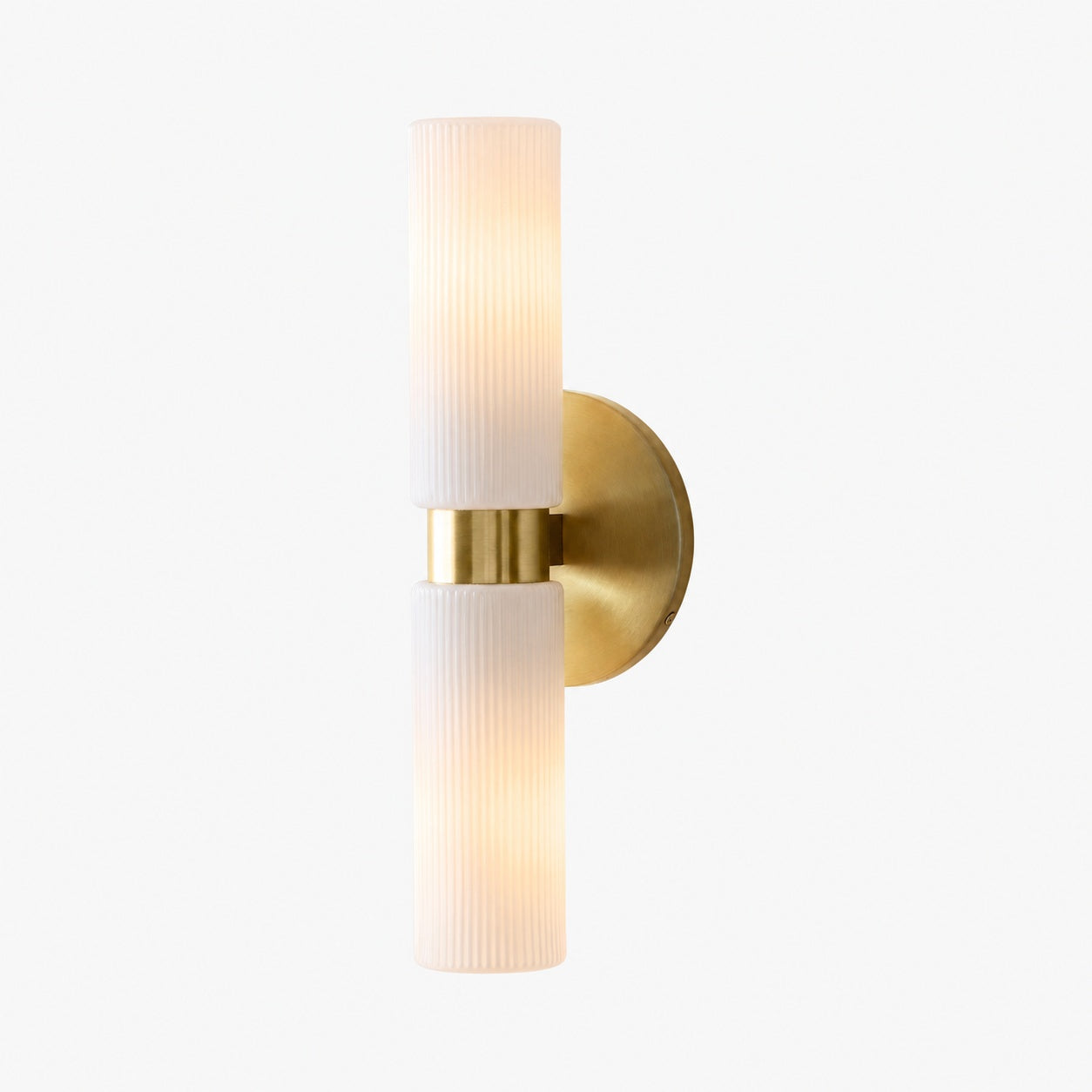 Rivora Fluted Glass Double Short Sconce - Indoor Outdoor Wall Light Elegance
