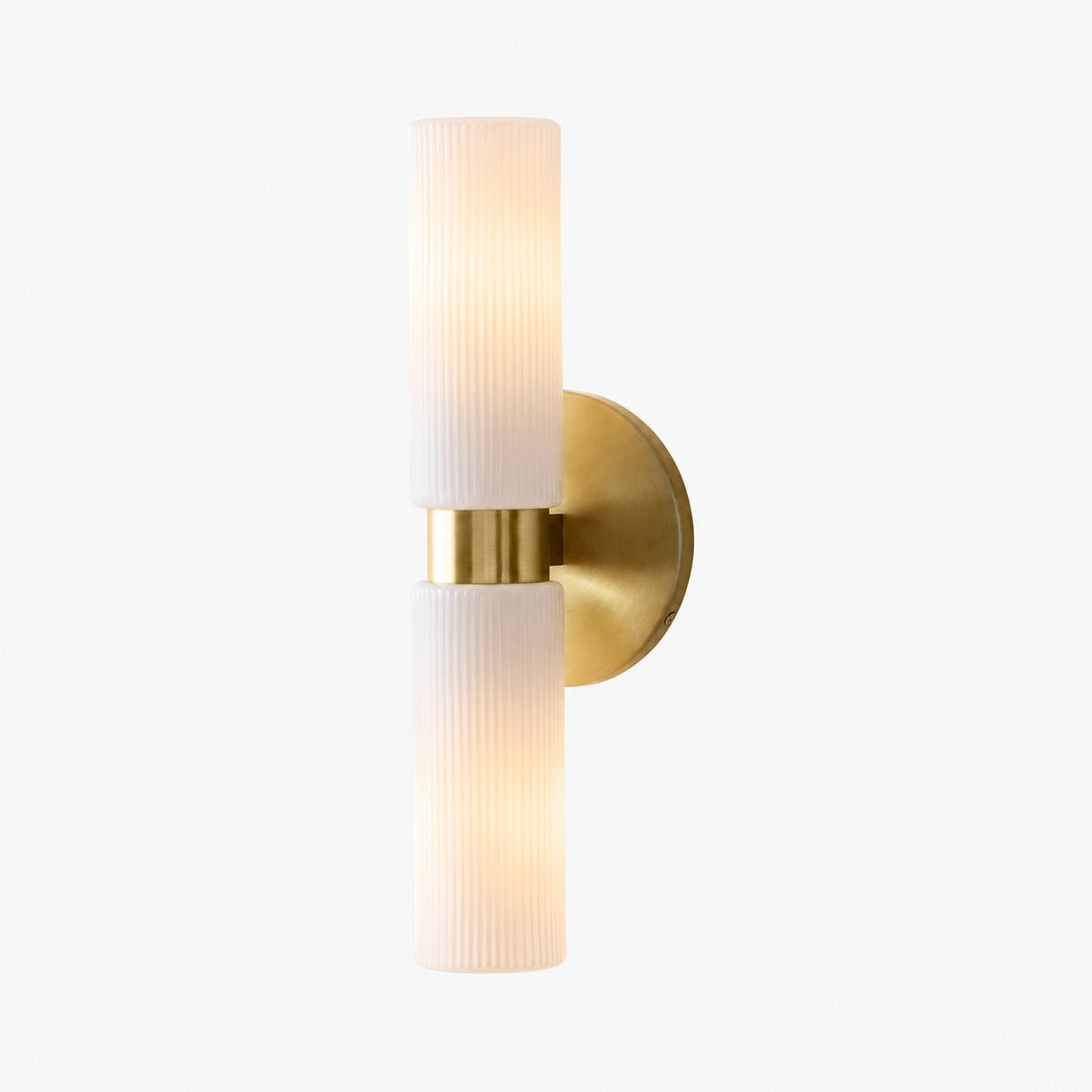 Rivora Fluted Glass Double Short Sconce - Indoor Outdoor Wall Light Elegance