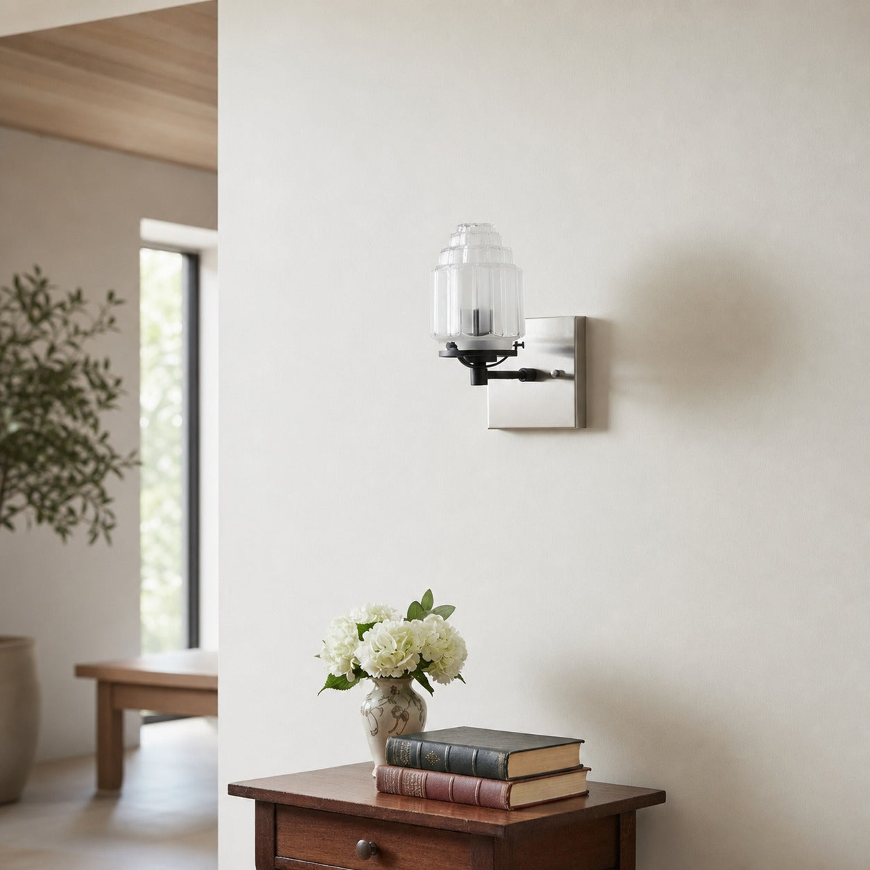 Tierlux Glass Art Deco Wall Sconce - Glass Frosted Globes with Skyscraper Globe