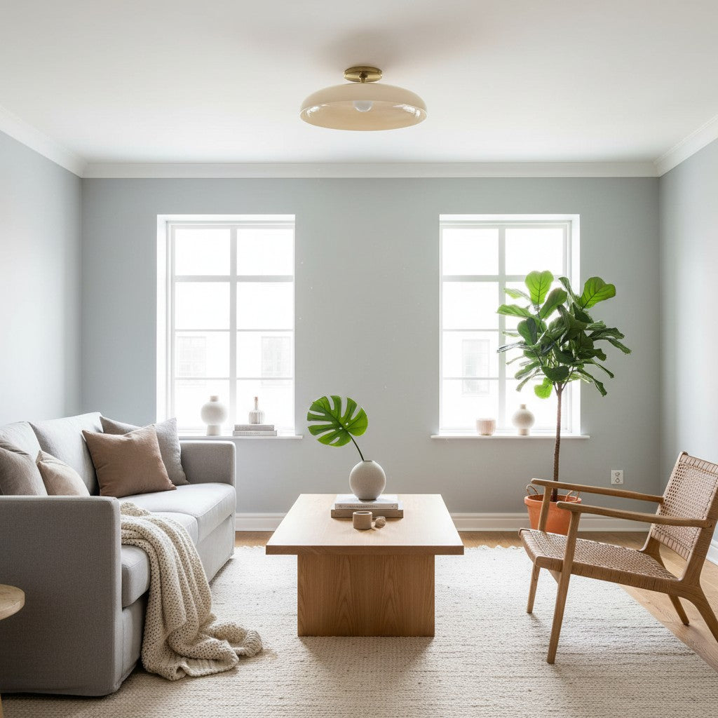 Vega Glass Flush Mount - Champagne-Tinted Globe Modern Glass Ceiling Light for Hallway