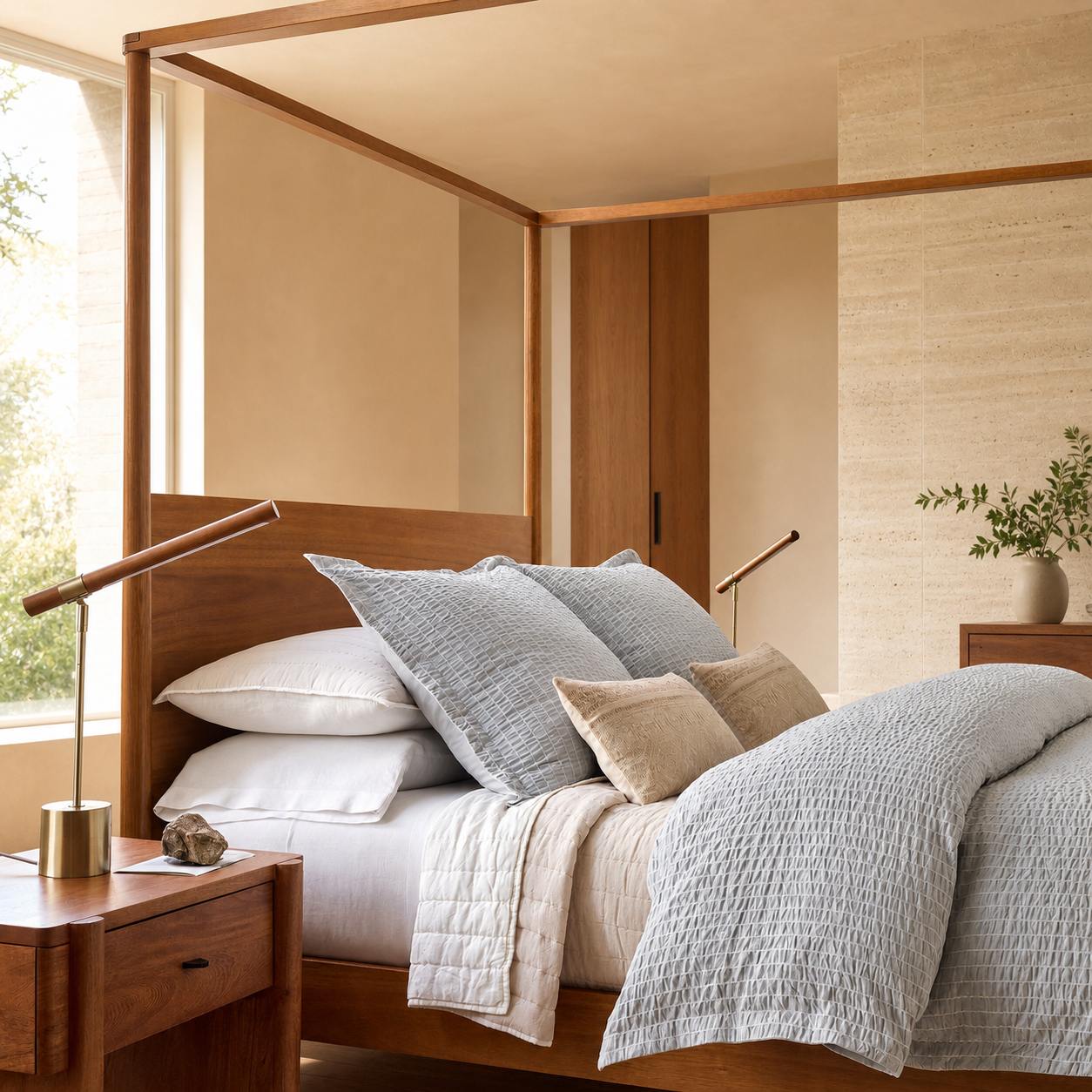 Moss Modern Linear Wood LED Table Lamp – Adjustable Swivel, USB Charging