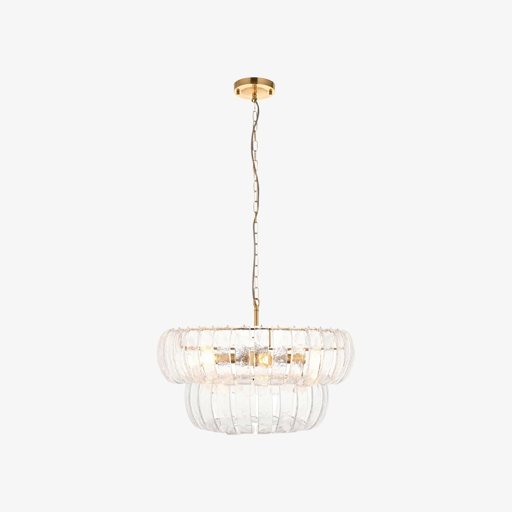 Solara 6-Light Tiered Pendant – Cascading Curved Glass and Metal-Frame for Dining & Entry