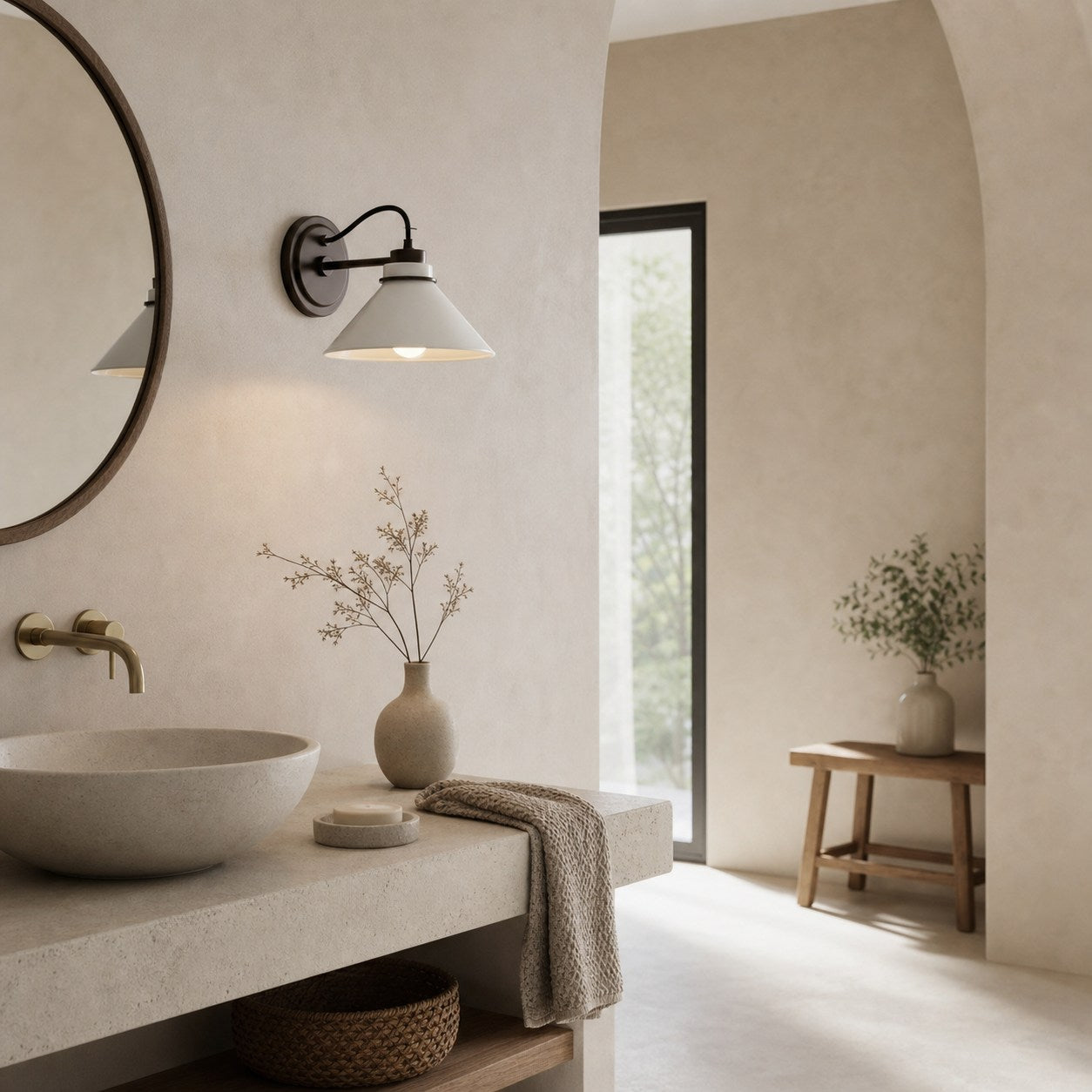 Aurenza Sconce – Farmhouse Wall Light with Metal Accents for Cozy Spaces