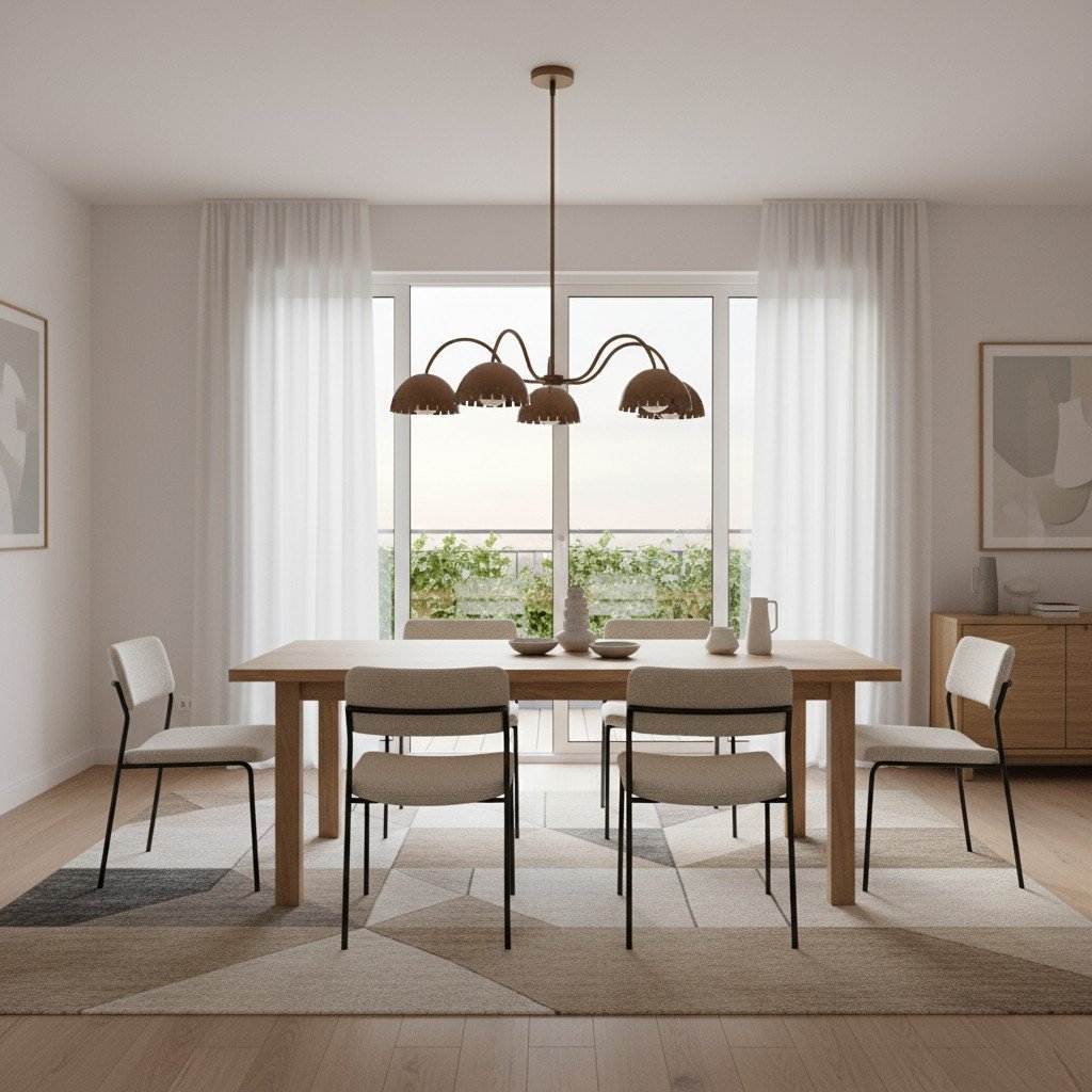 Lustrona Modern Chandelier – Artistic Metal Structure Statement Light for Living or Dining Areas