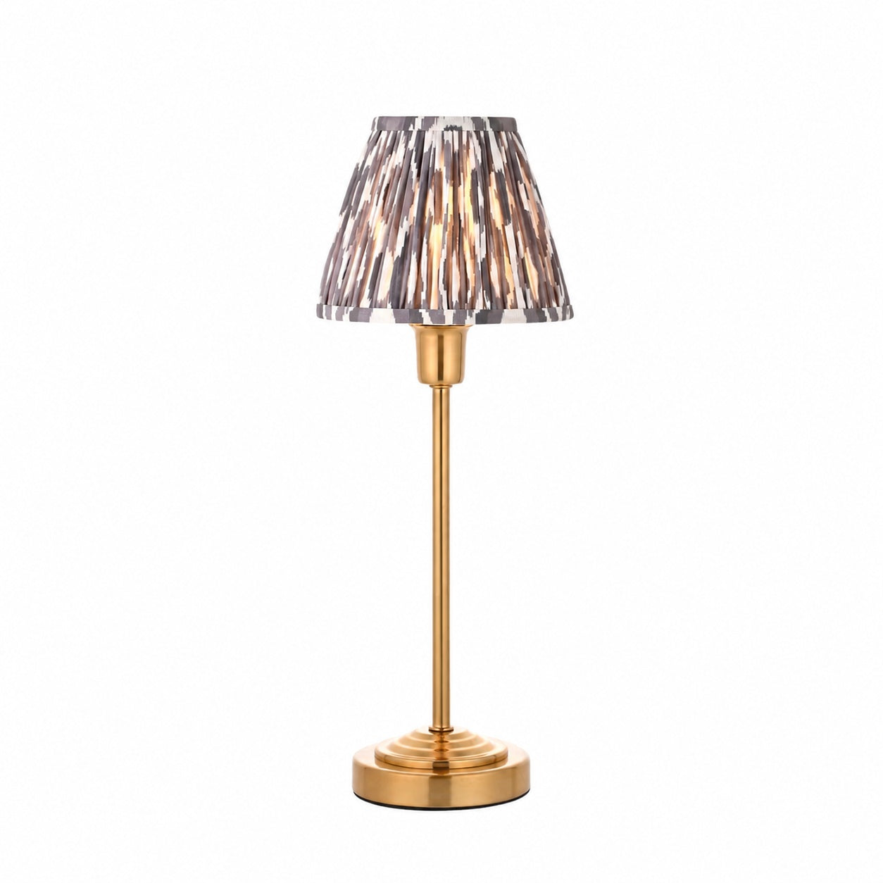 Bronzuno Patterned Fabric Table Lamp - Brass or Bronze Finish Modern-Bohemian Bedside & Living Space Light