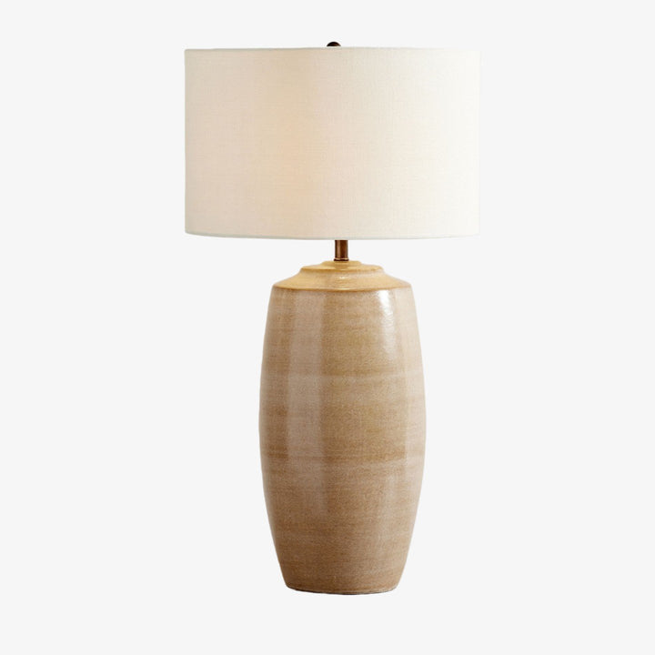 Ceruna Linen Lampshade Ceramic Table Lamp - Metal Frame and Ceramic Base for Home Office Lighting