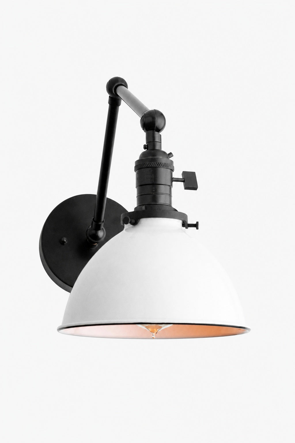 Conique Metal Vintage Industrial Swing Arm Wall Lamp - Adjustable Dome Shade for Study