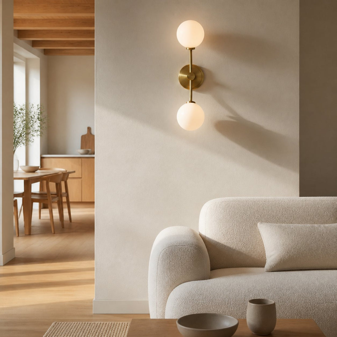 Arden Glass 2 Light Iron Wall Sconce - Modern Curved Design for Bathroom or Hallway