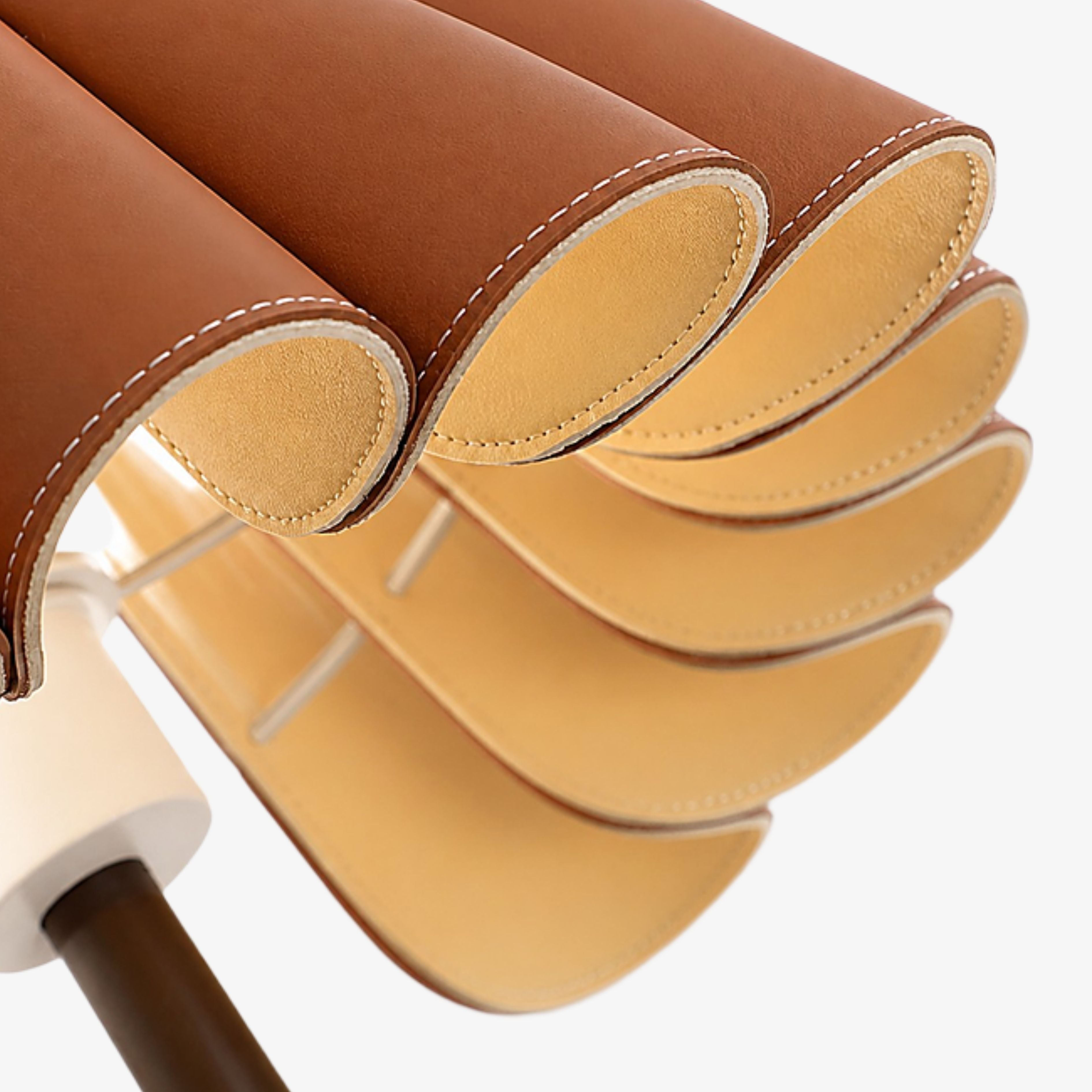 Pleated leather shade stitching detail
