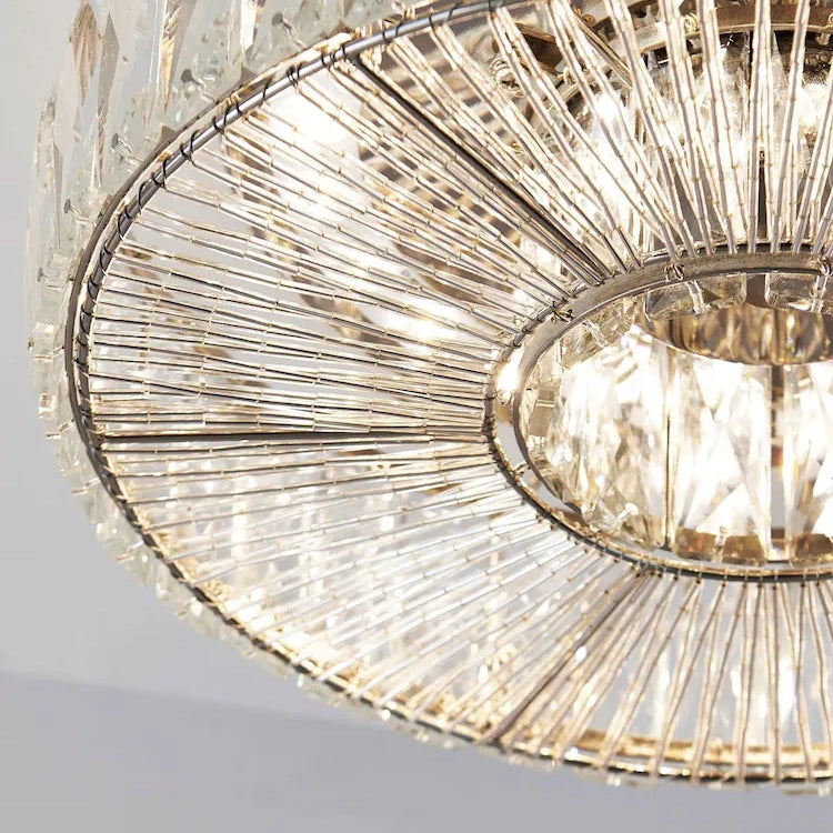 Glomar Glass Round Flush Ceiling Light - Modern Metal Glass Finish Living Areas