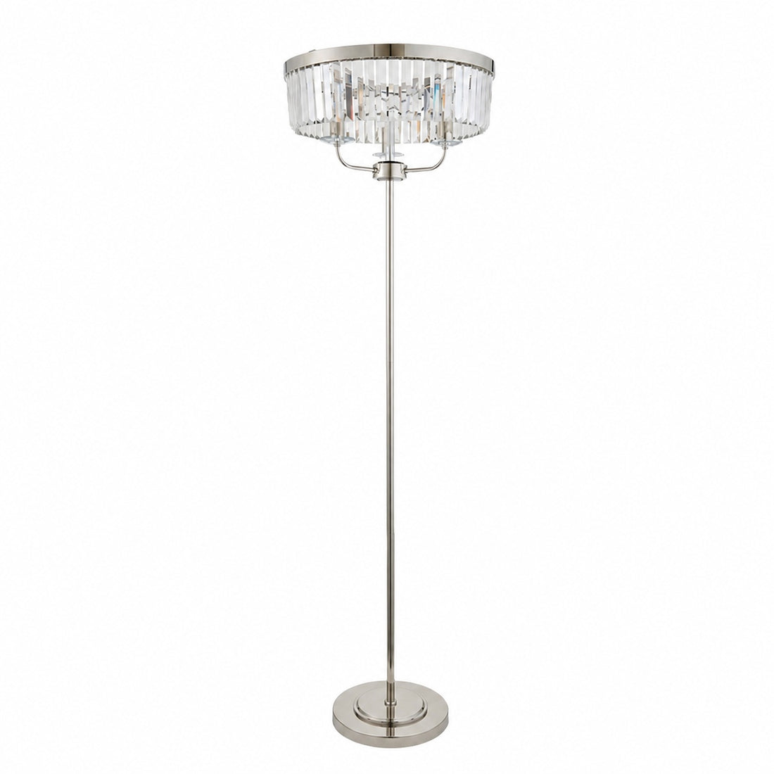 Beveline 3 Light Round Floor Lamp - Faceted Cut Glass Shades Classic Metal Finish For Living Rooms