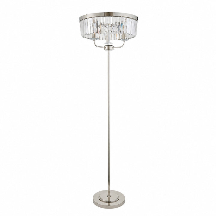 Beveline 3 Light Round Floor Lamp - Faceted Cut Glass Shades Classic Metal Finish For Living Rooms