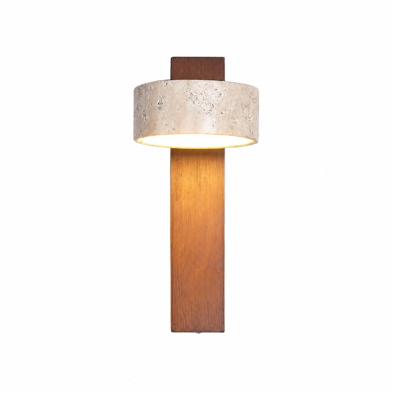 Waloria Contemporary Wall Lamp – Minimalist Wooden Fixture with Natural Stone Shade for Living Room N56