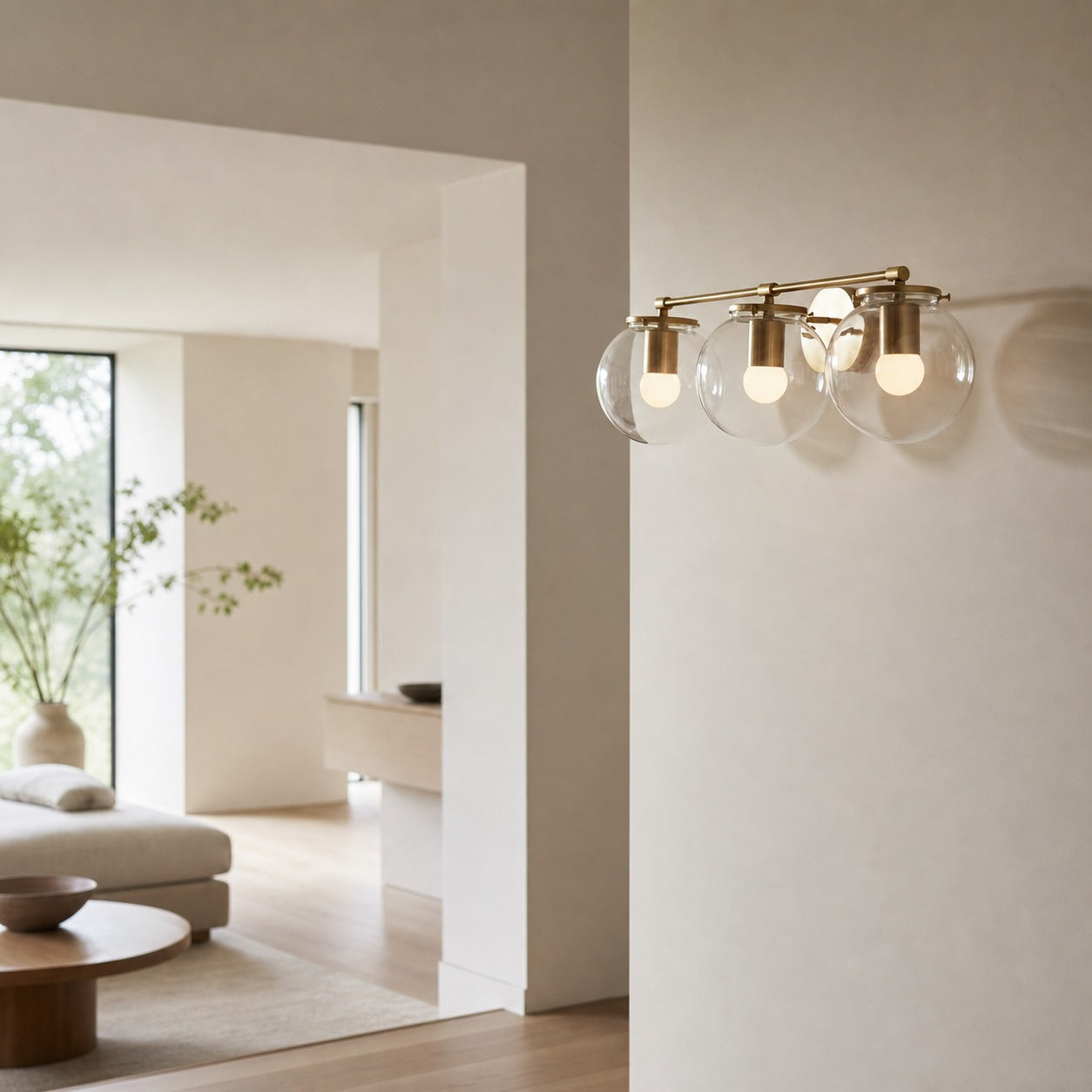 Glorica Glass 3 Shade Globe Vanity Light - Soft Bathroom Light Fixture