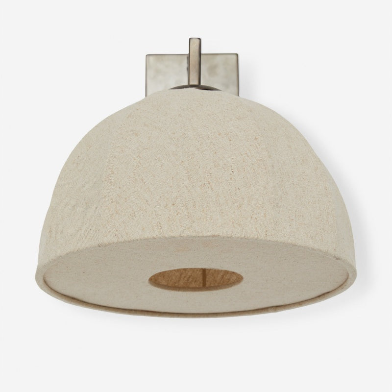 Lumarys Swing-Arm Sconce – Sculptural Linen Shade Wall Lamp in Organic Style for Living or Bedroom