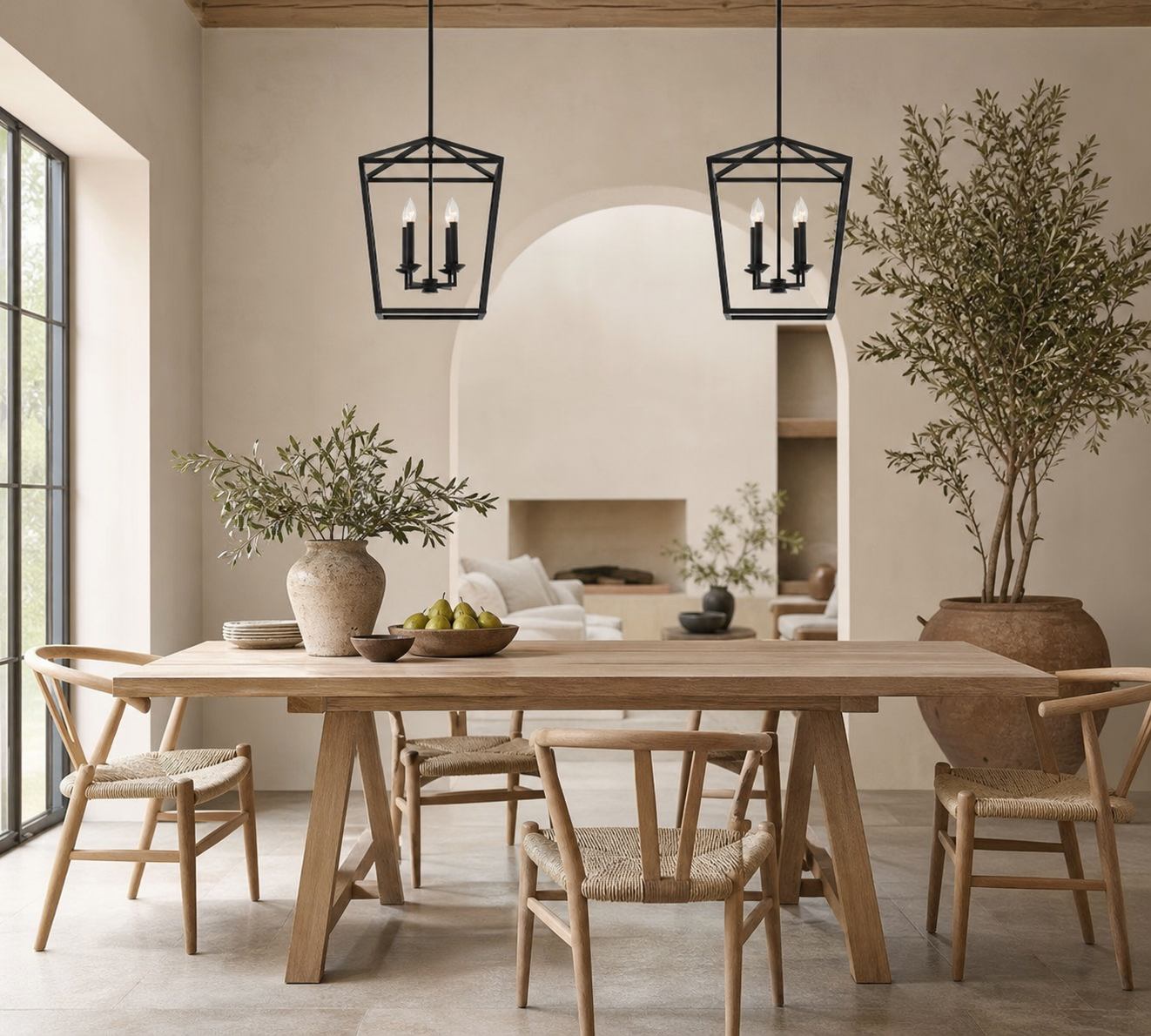 Rowan Bronze and Brass Lantern Pendant Light - Steel Hanging Ceiling Fixture