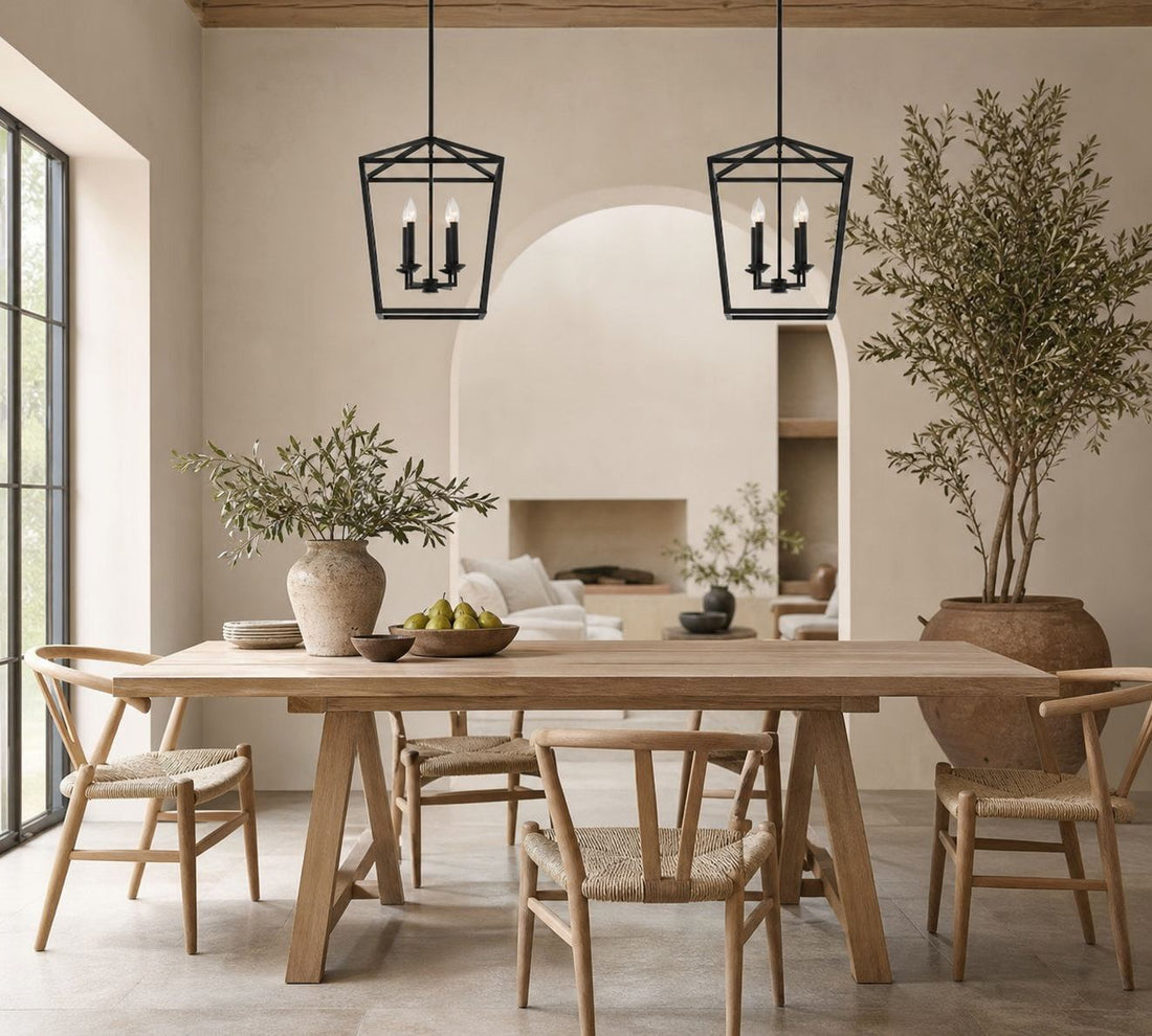 Rowan Bronze and Brass Lantern Pendant Light - Steel Hanging Ceiling Fixture