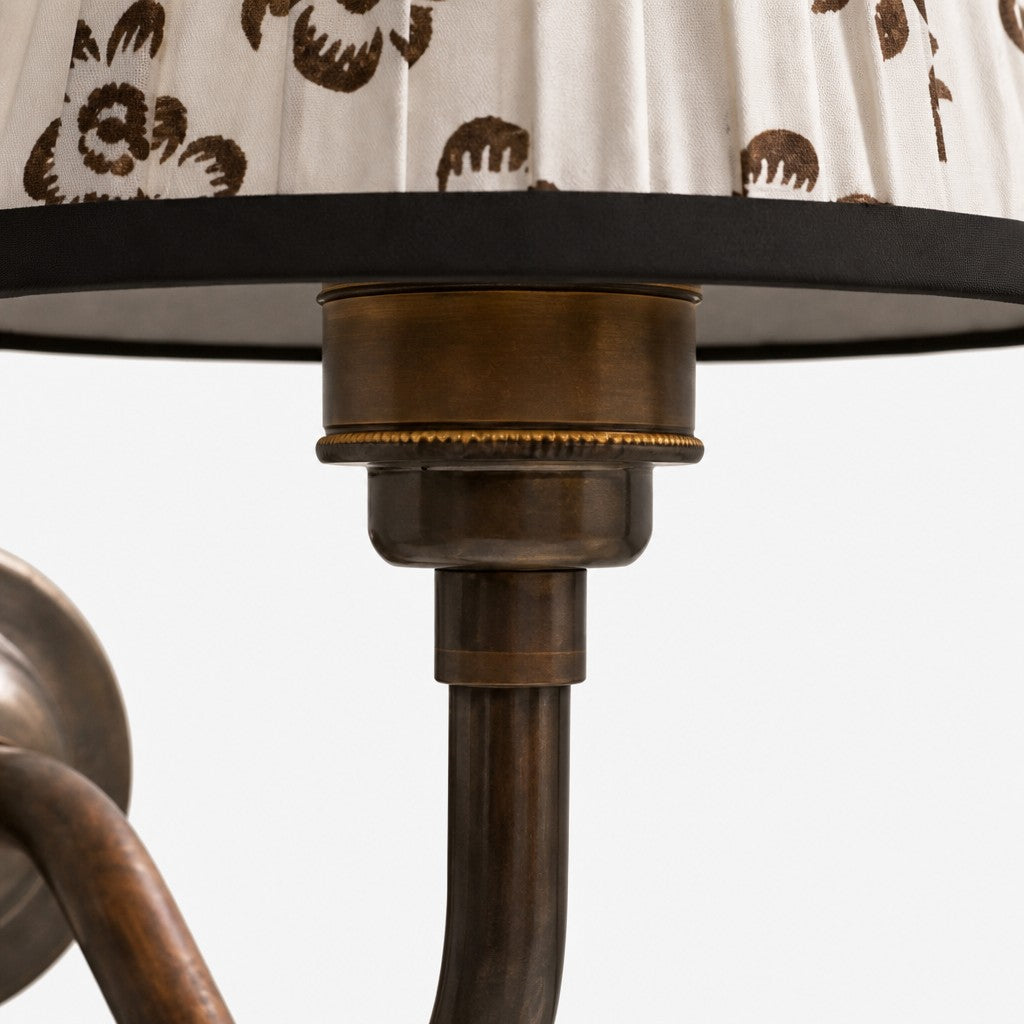 Solmire Fabric Wall Sconce - Vintage Linen Cotton Shade with Curved Metal Arm for Bedroom and Hallway