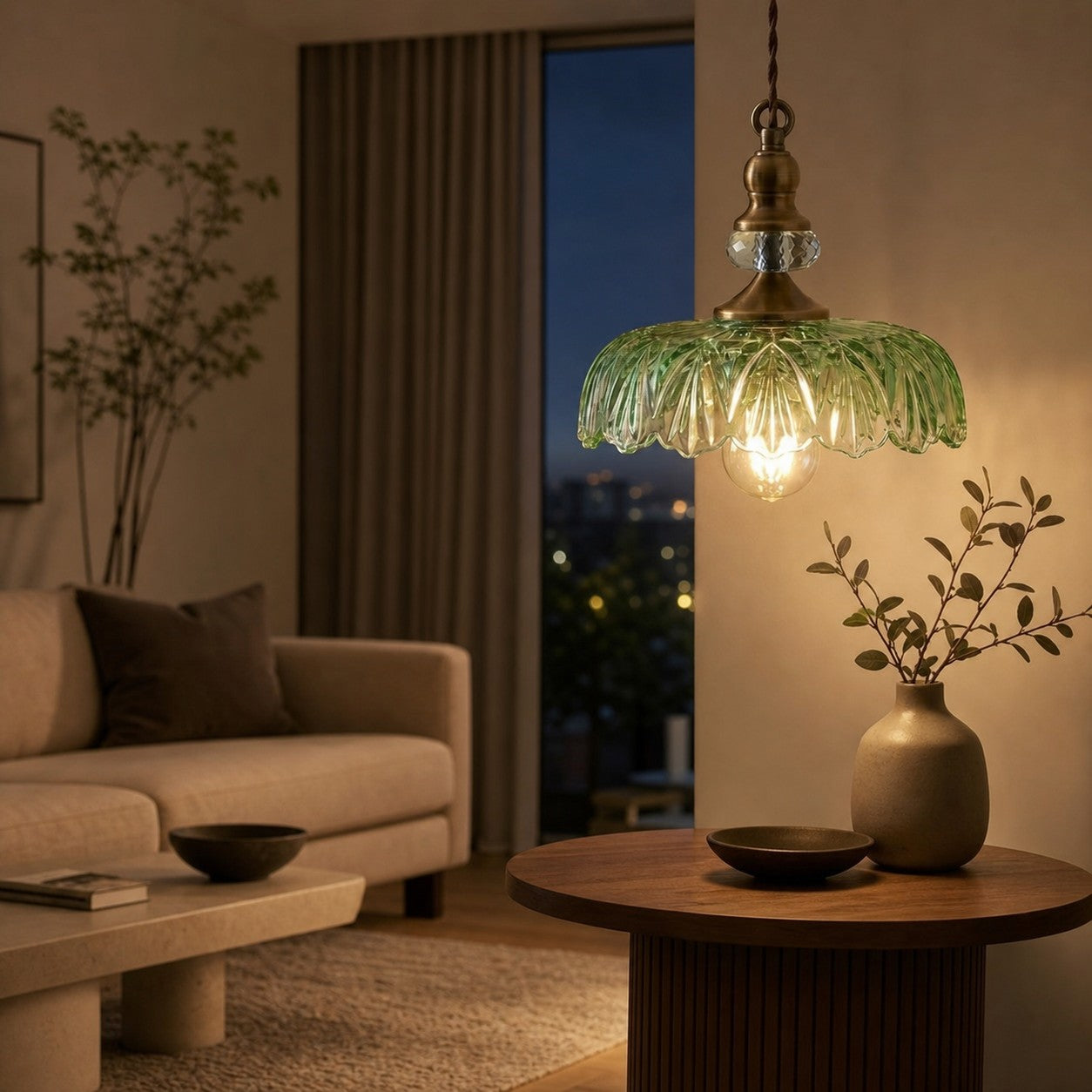 Verdoma Flower Glass Pendant Light - Vintage Floral Design for Living and Dining U01