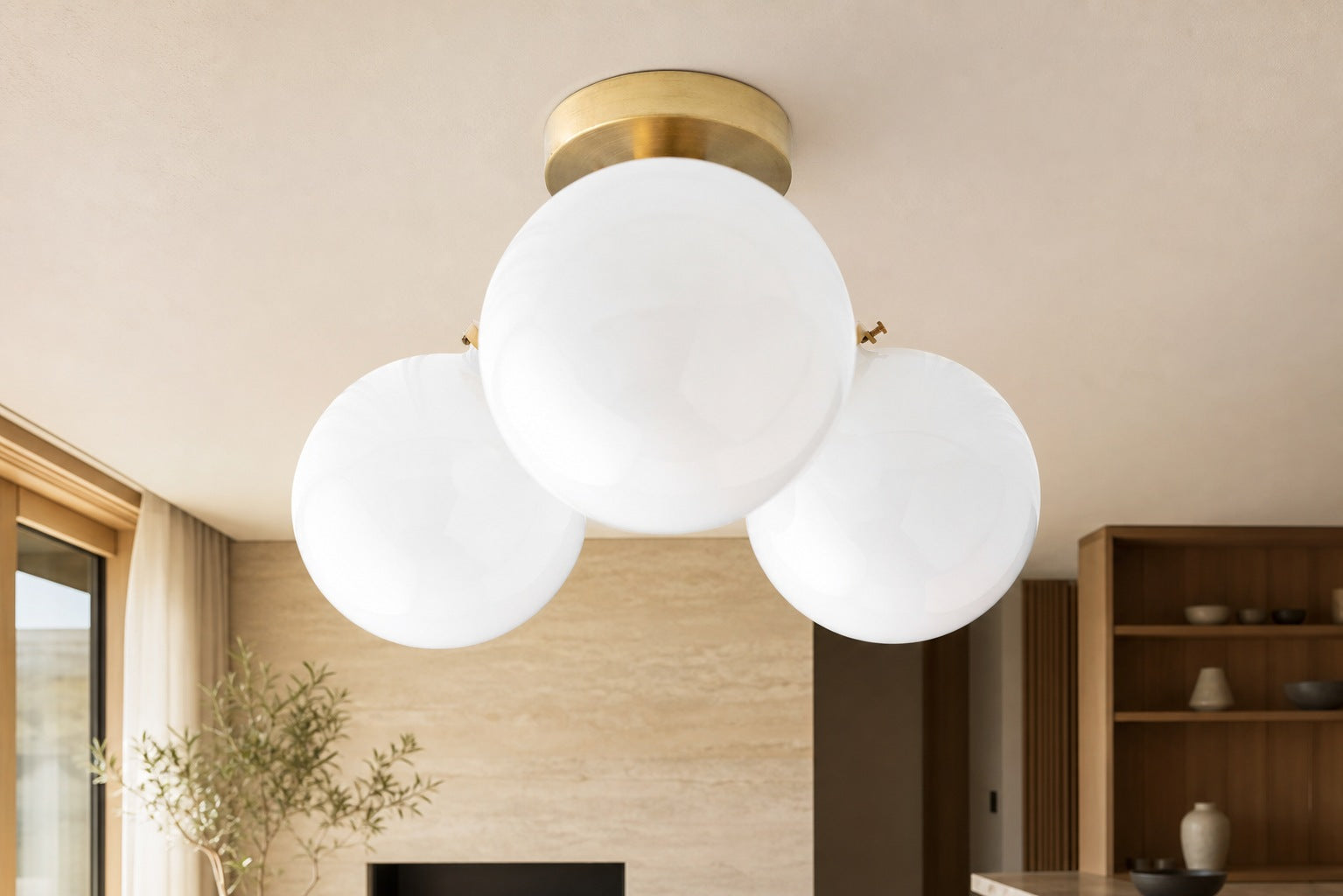Glorica Glass Globe Light - Mid Century Semi Flush Ceiling Lamp