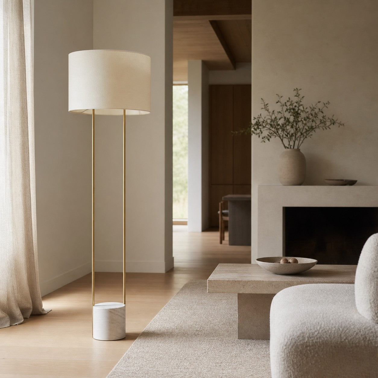 Luma Minimalist Industrial Table Lamp and Floor Lamp – Metal Frame with Soft Fabric Shade for Home and Office
